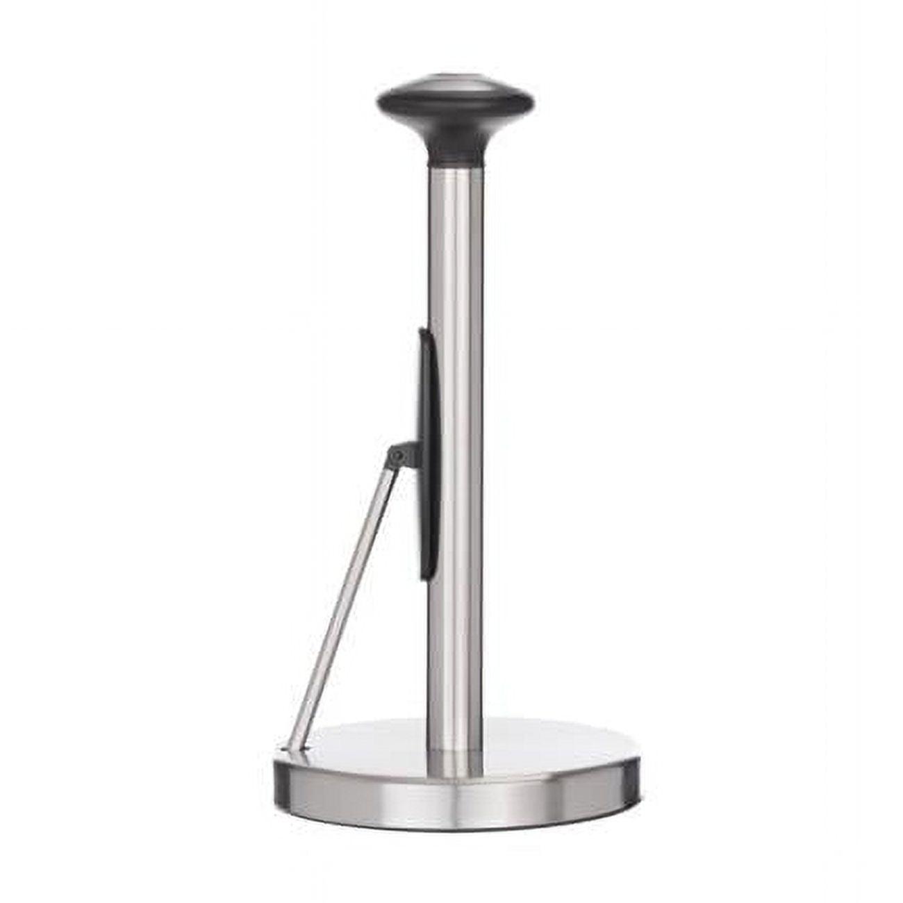 Jiallo Stainless Steel Paper Towel Holder with Black Knob and Tension Arm