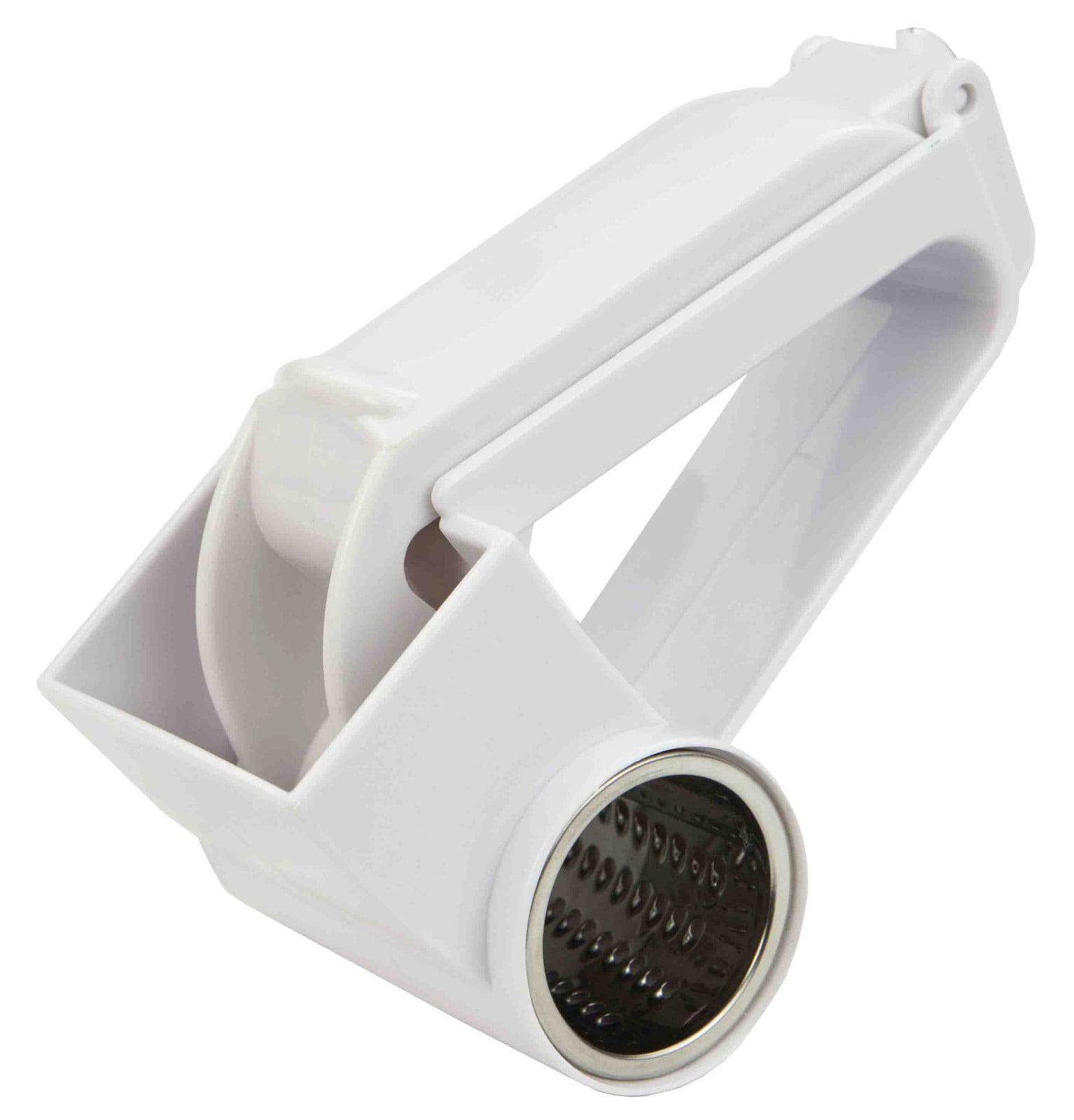 White Stainless Steel Rotary Cheese Grater with Plastic Body