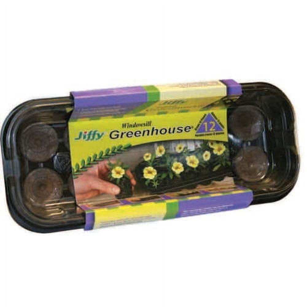 Jiffy 12 Cell Windowsill Greenhouse Seed Starting Kit with 36mm Peat Pellets