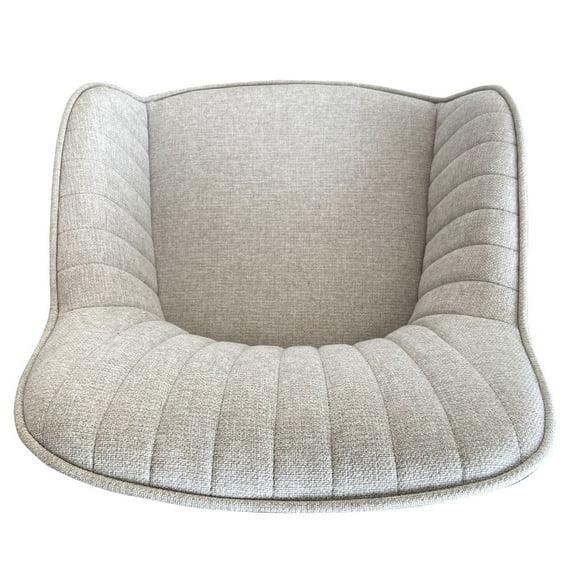 Set of 2 Modern Beige Fabric Dining Chair with Armrests, Upholstered Chair with Back and Black Metal Legs for Kitchen or Dining Room-Maison Boucle