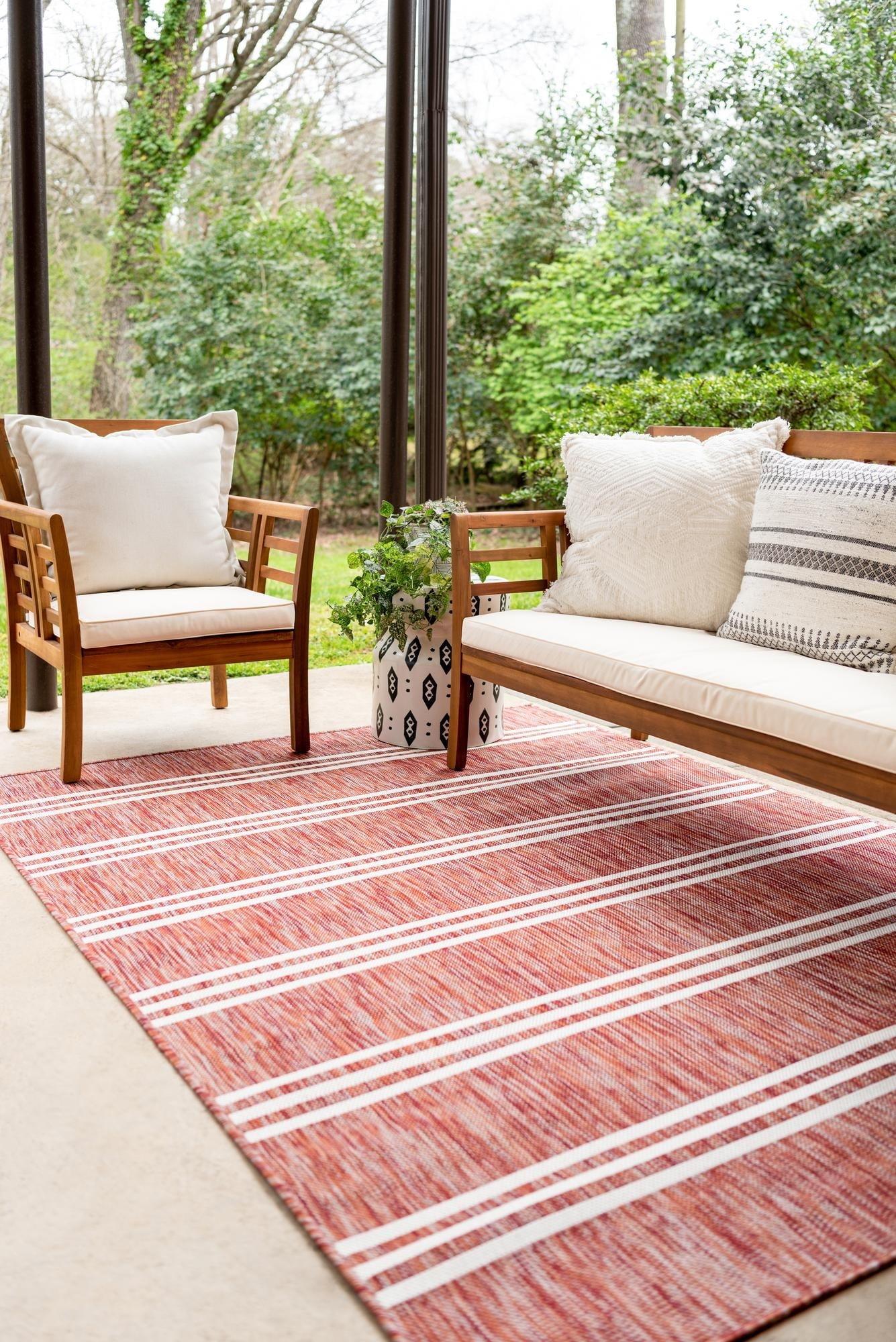 Jill Zarin Outdoor Anguilla Striped Woven Area Rug