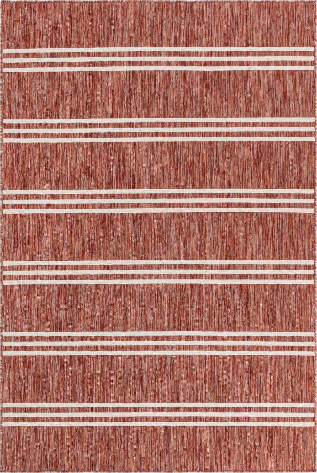 Rust Red Easy-Care Synthetic 6'x9' Outdoor Rug