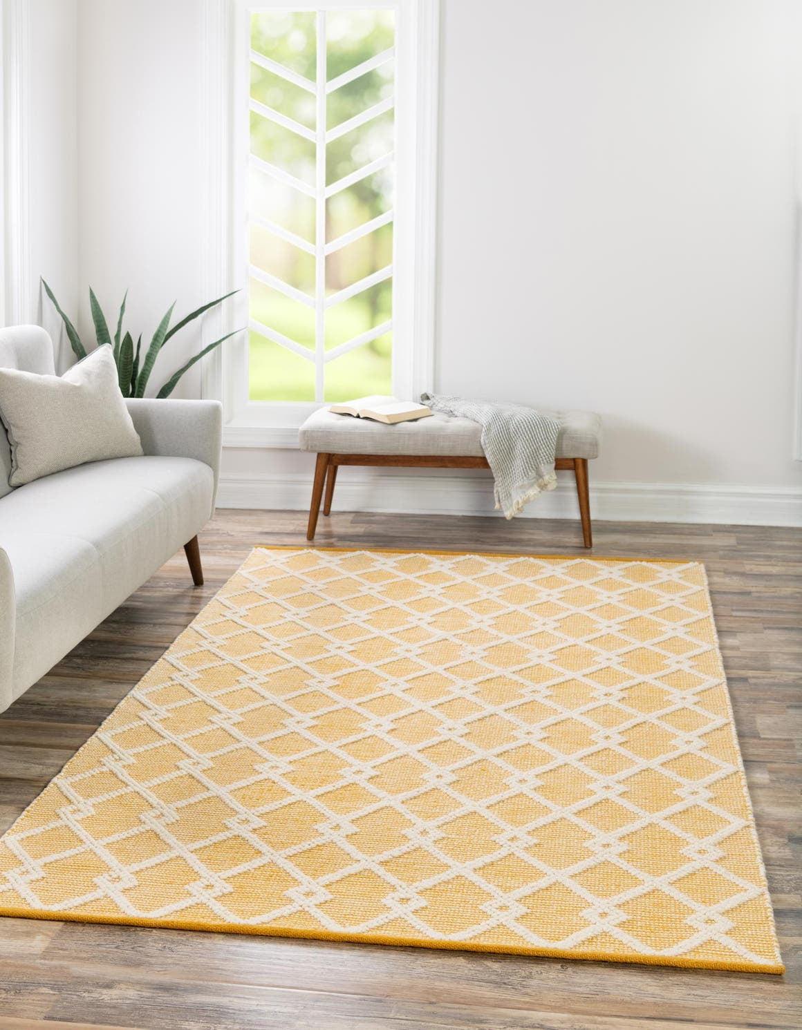 Dorset English Daisy Hand-Knotted Wool & Cotton Yellow Rug 7'10" x 10'