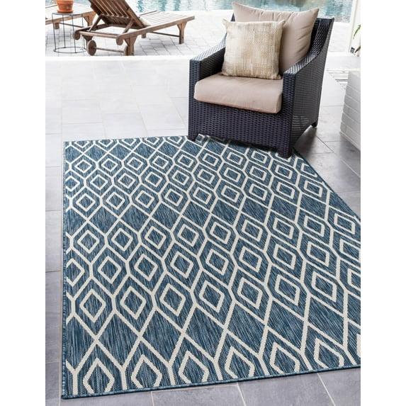 Jill Zarin Outdoor Collection Area Rug - Turks and Caicos (5' 3" x 8' Rectangle Blue/Ivory)