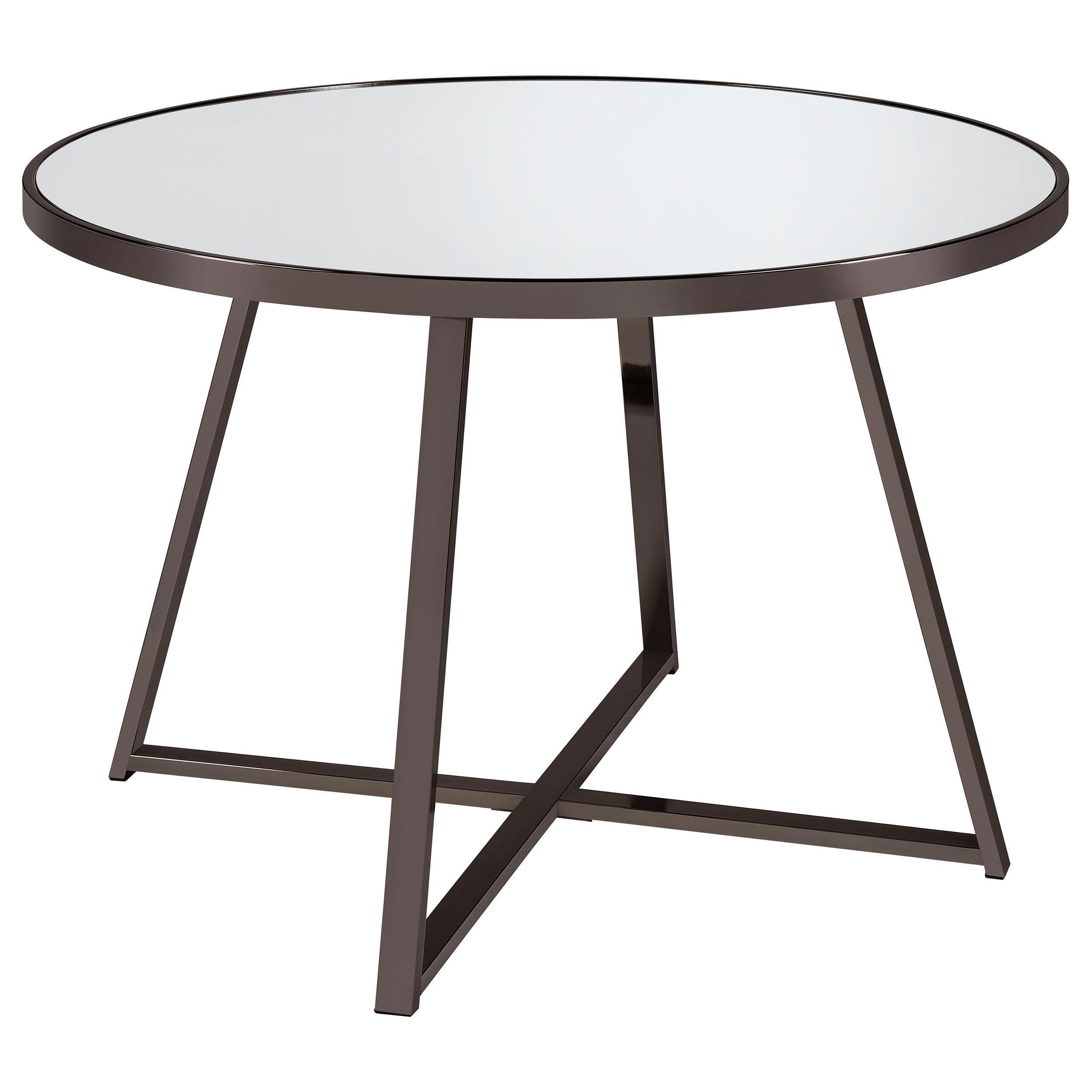 Coaster Home Furnishings Jillian Round Dining Table with Tempered Mirror Top Black Nickel