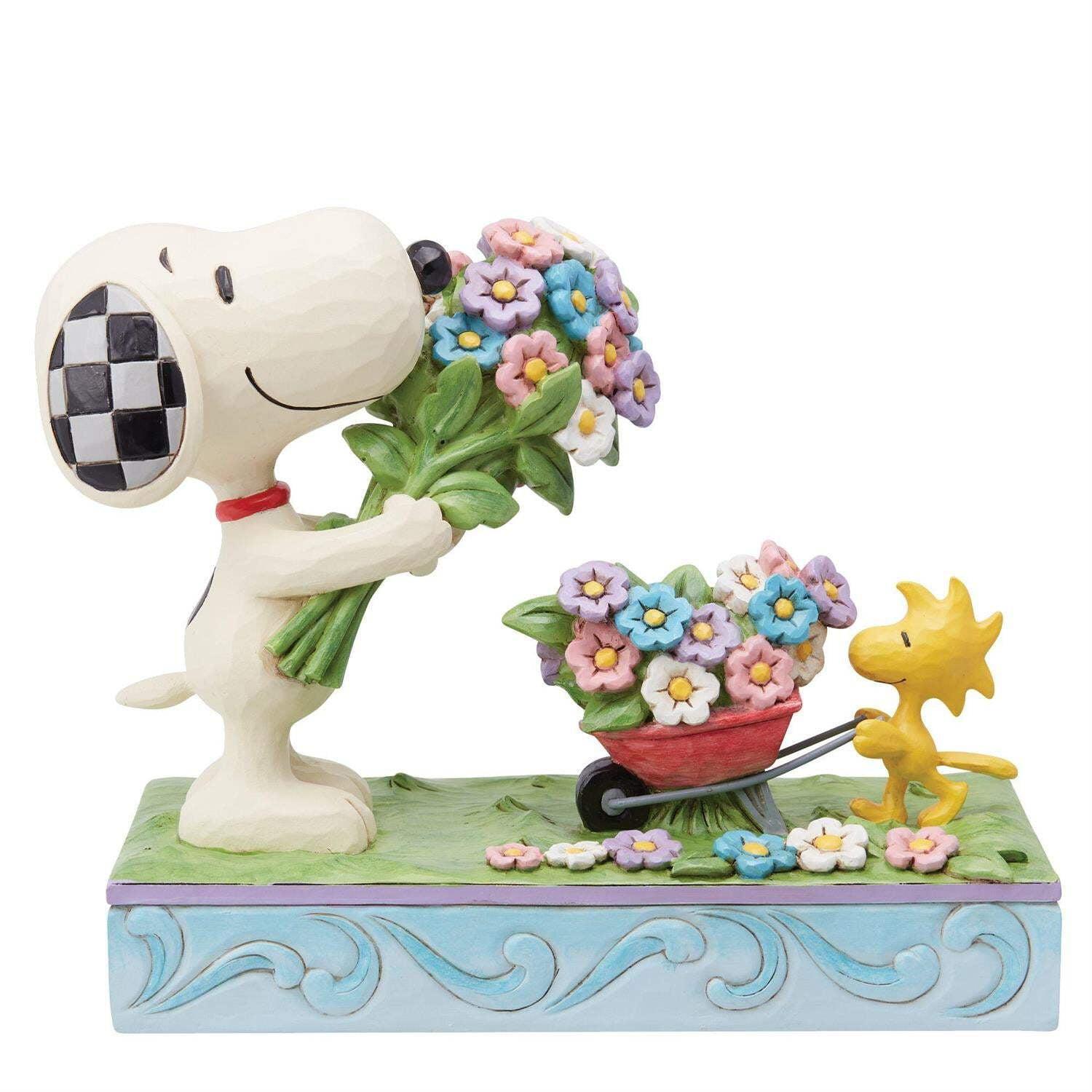 Jim Shore Fresh Picked Blooms - One Figurine 6 Inch, Polyresin - Snoopy Woodstock Flowers 6014344