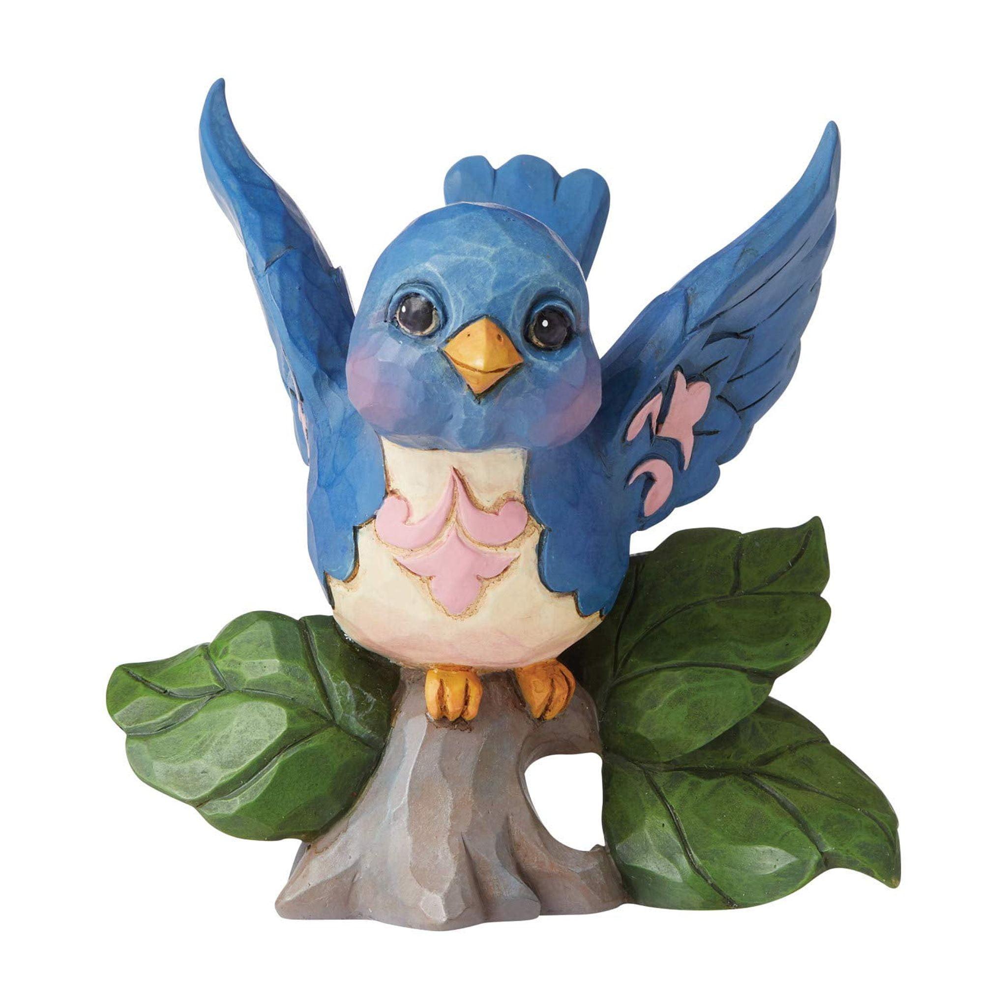 Hand-Painted Bluebird on Branch Resin Figurine, 6"