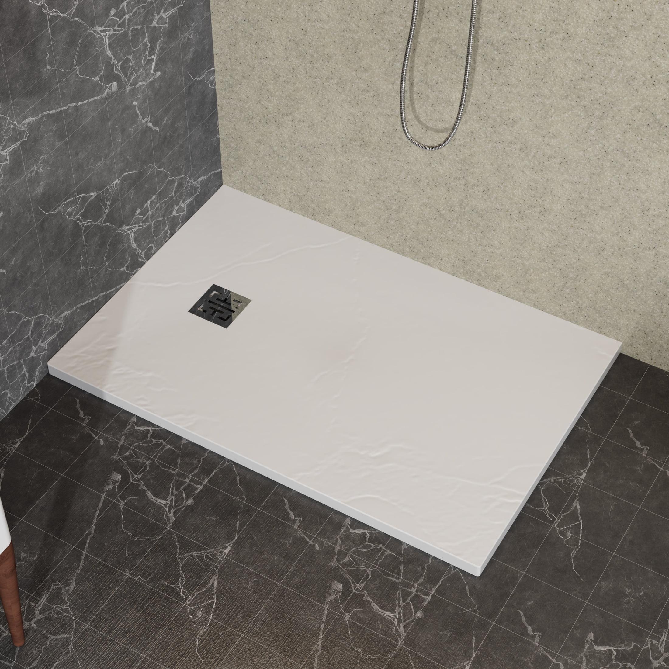 White 32"x48" Acrylic and ABS Shower Base with Stainless Steel Drain Cover