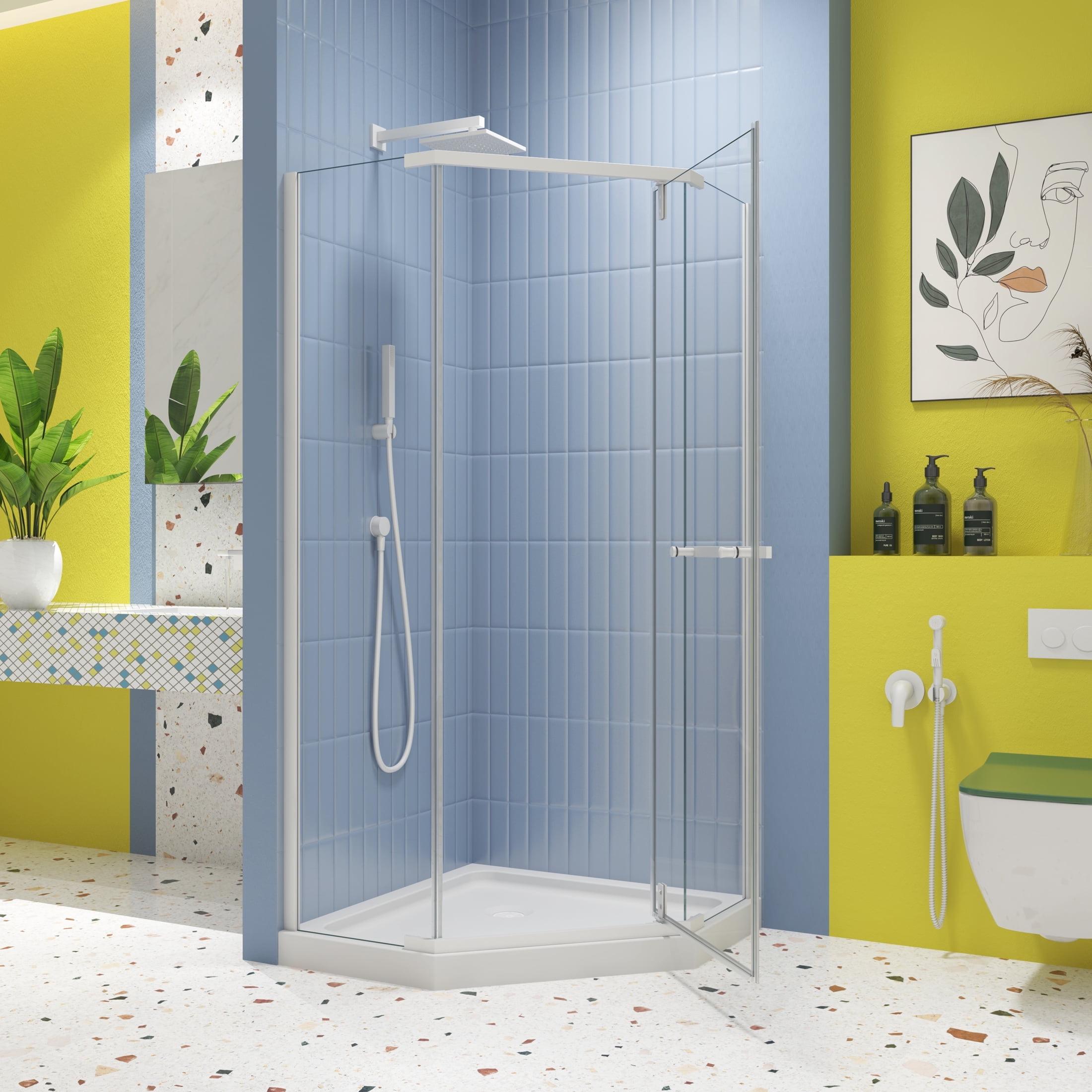 Matte White Semi-Frameless Neo-Angle Pivot Shower Enclosure