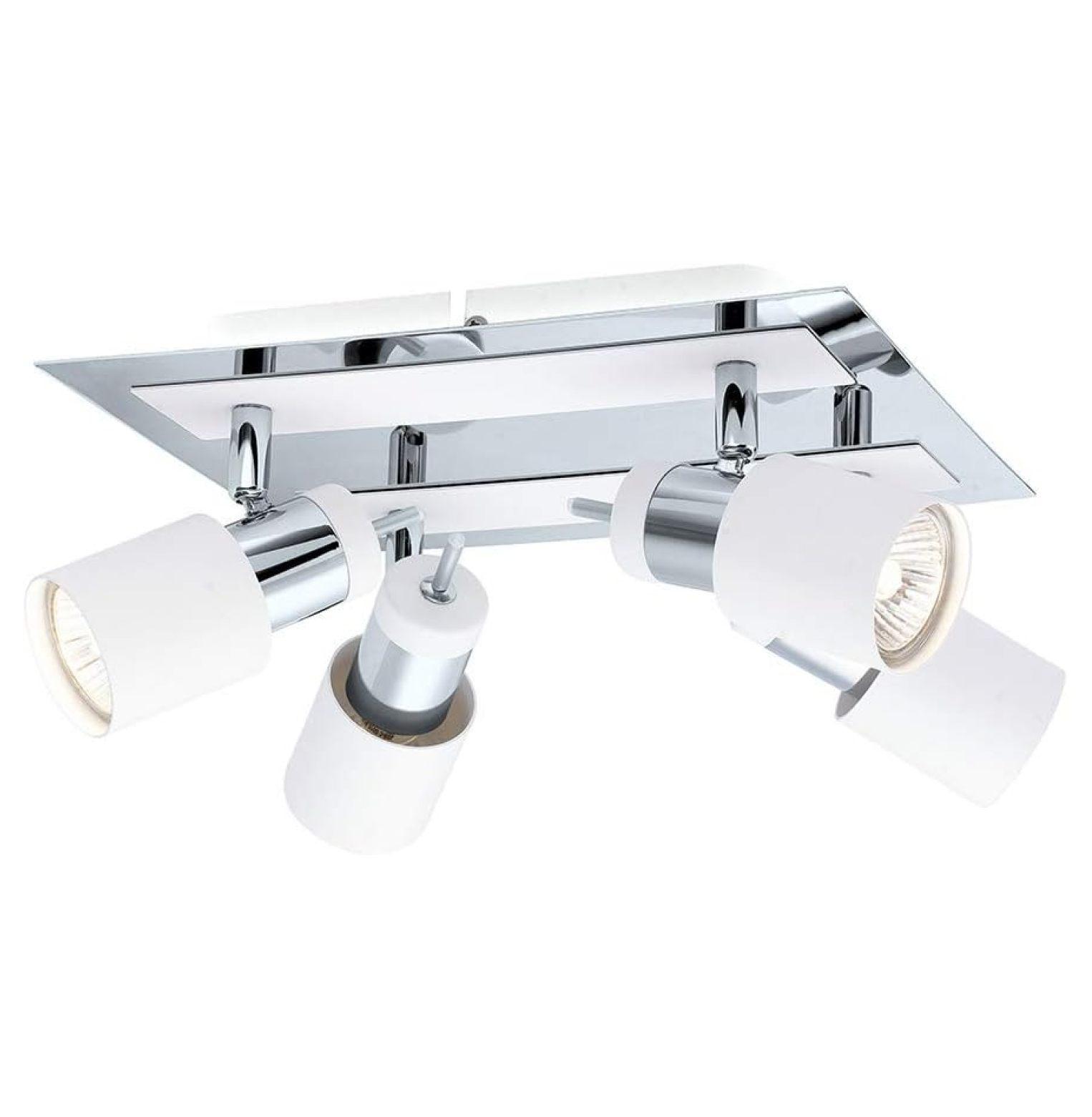 Davida Chrome White Modern 4-Light Semi-Flush Mount