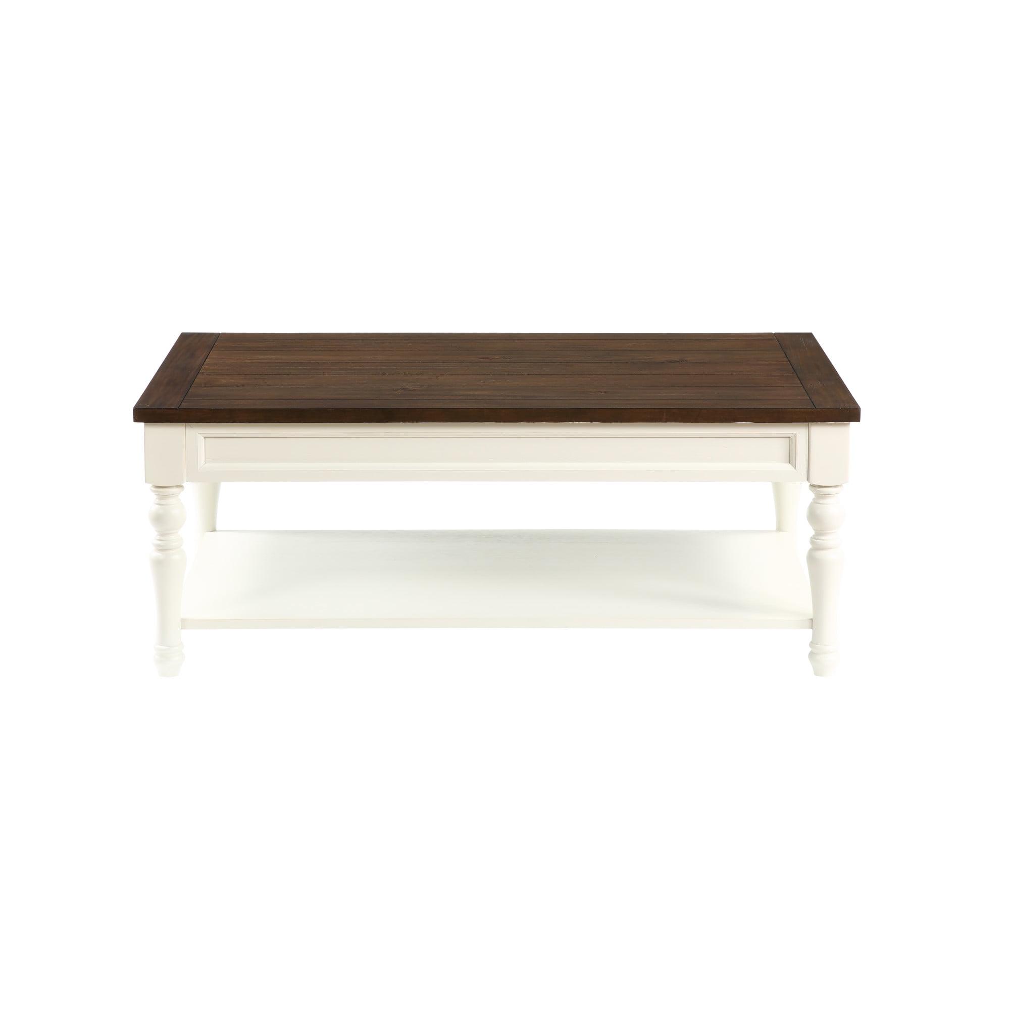 Steve Silver Co. Joanna Coffee Table Ivory/Mocha : Farmhouse Style, Rubberwood Frame, MDF Veneer Top