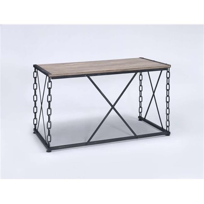 Acme Furniture 48" Jodie Console Table Rustic Oak and Antique Black Finish: Melamine Veneer, Metal Frame, Spot Clean