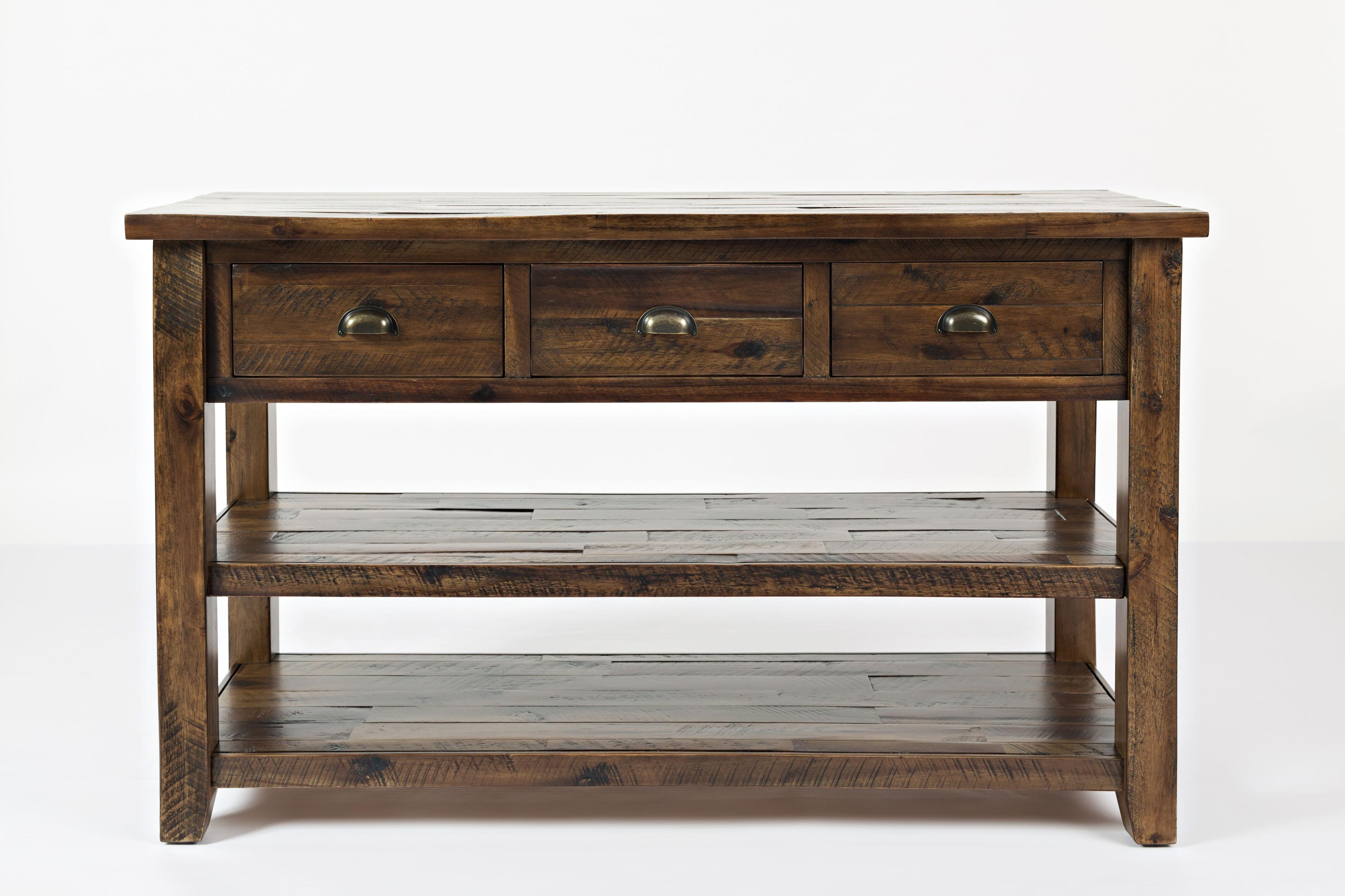 Jofran,Artisan's Craft Rustic Farmhouse Distressed Solid Wood 50" Sofa Table- Gray Color