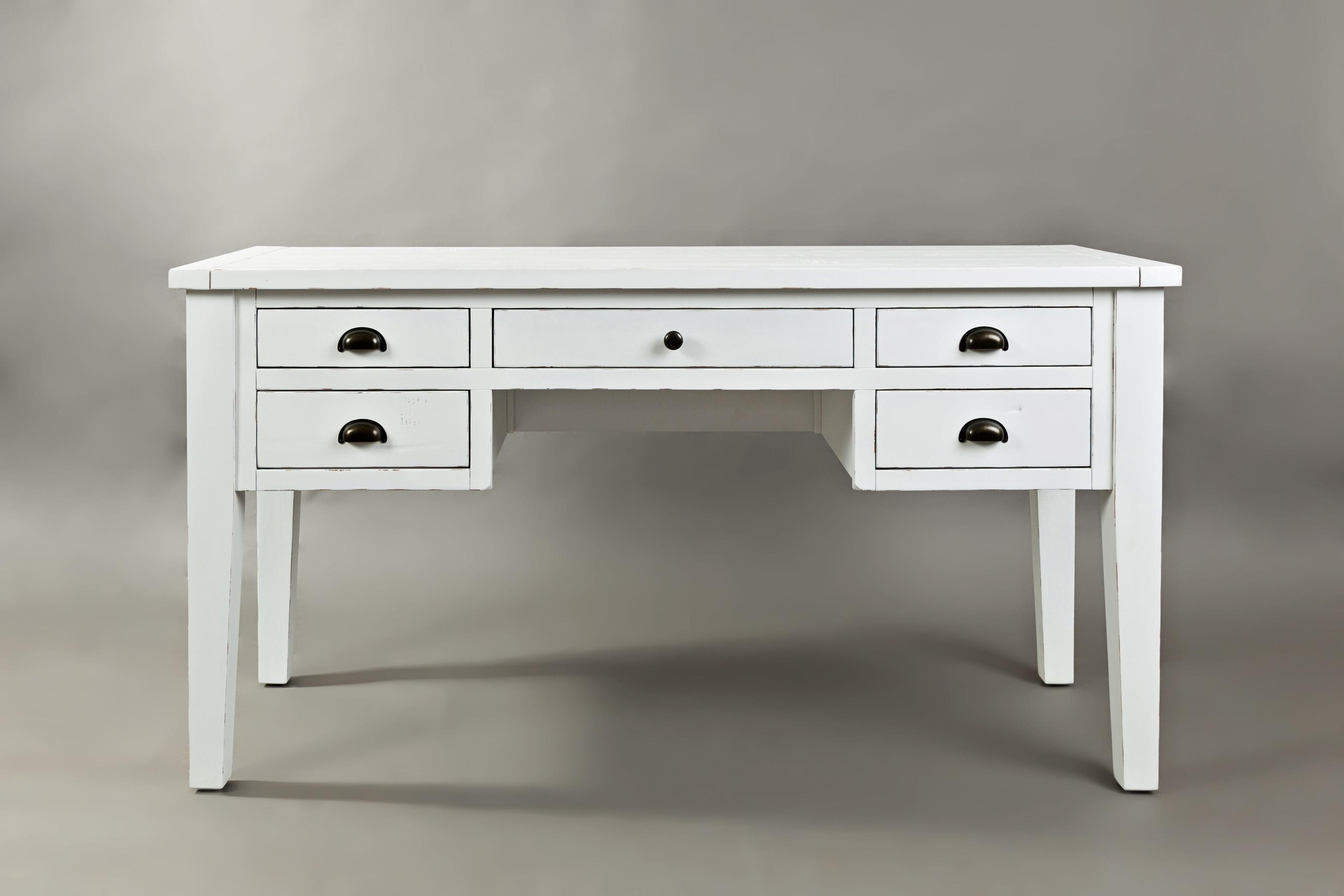 Weathered White 60" Transitional Media Console with Cabinet