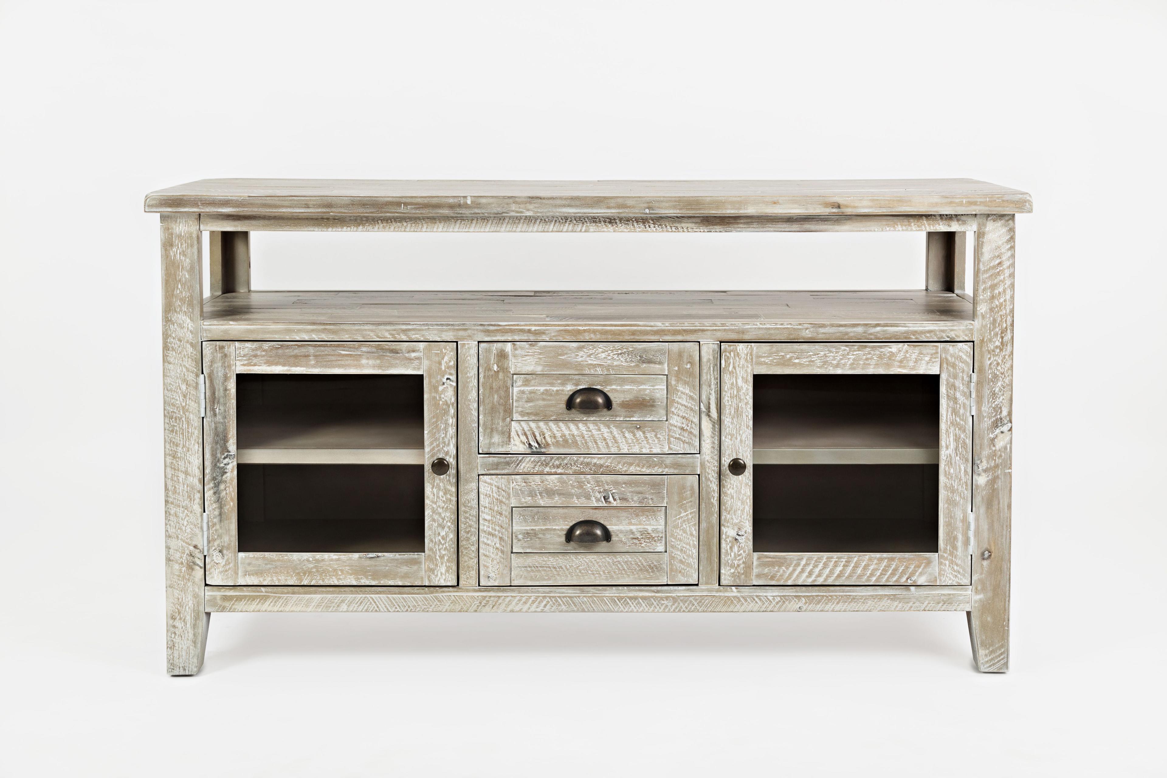 Rustic Gray Brown Acacia Storage Console with Drawers