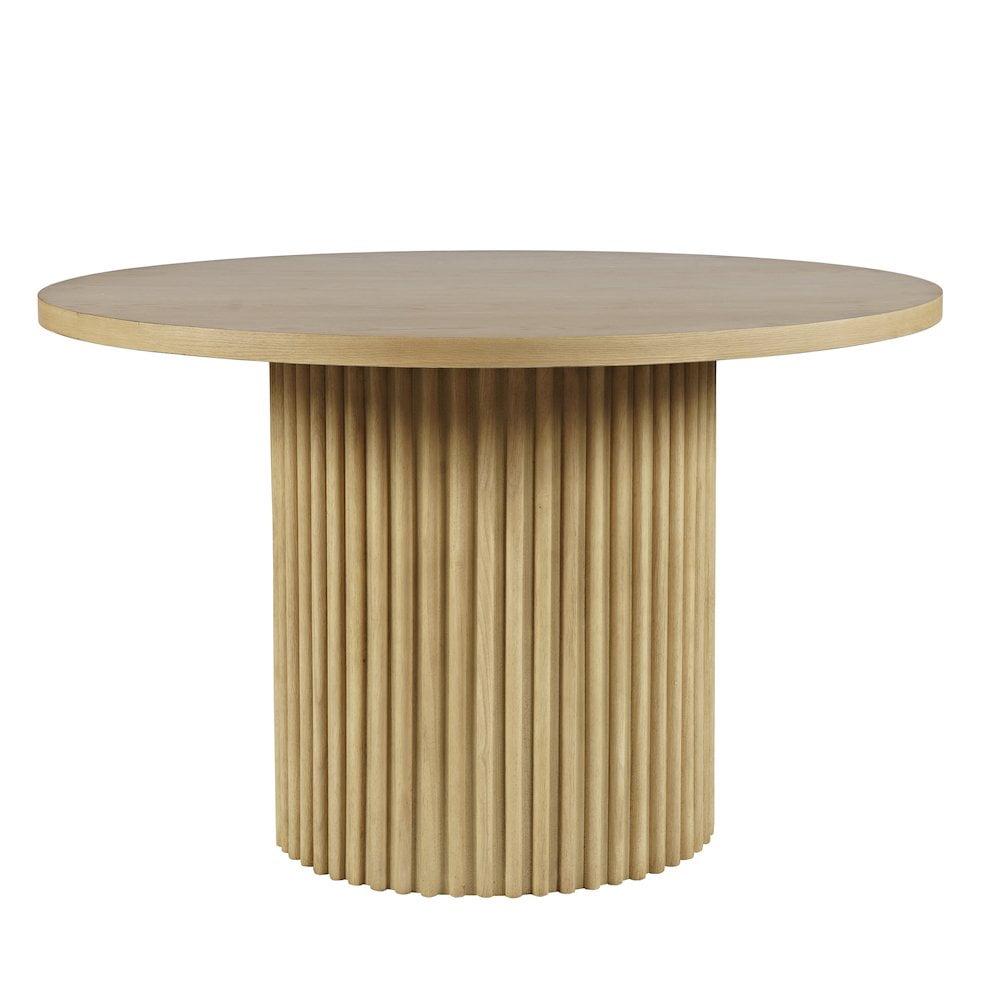 Auden Round Mid-Century Modern Fluted Pedestal Base Dining Table