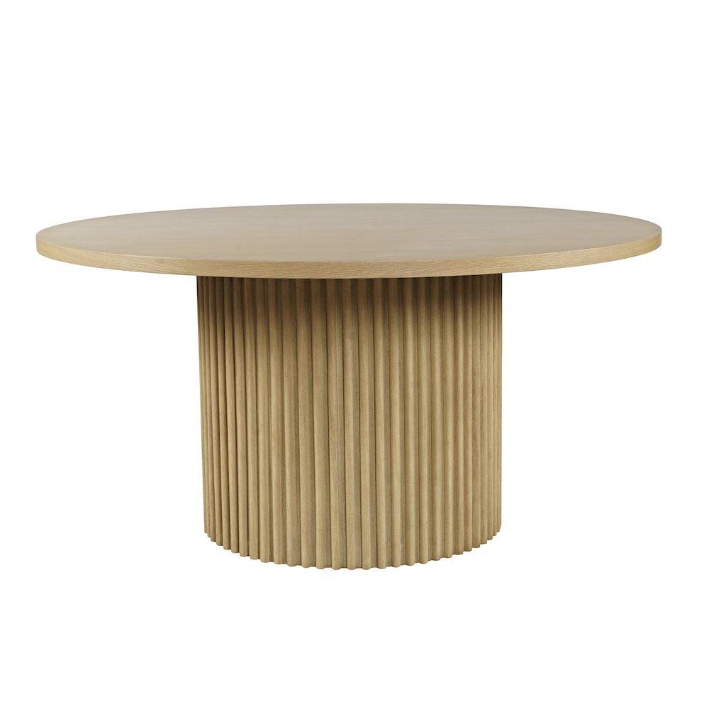 Auden Round Mid-Century Modern Fluted Pedestal Base Dining Table