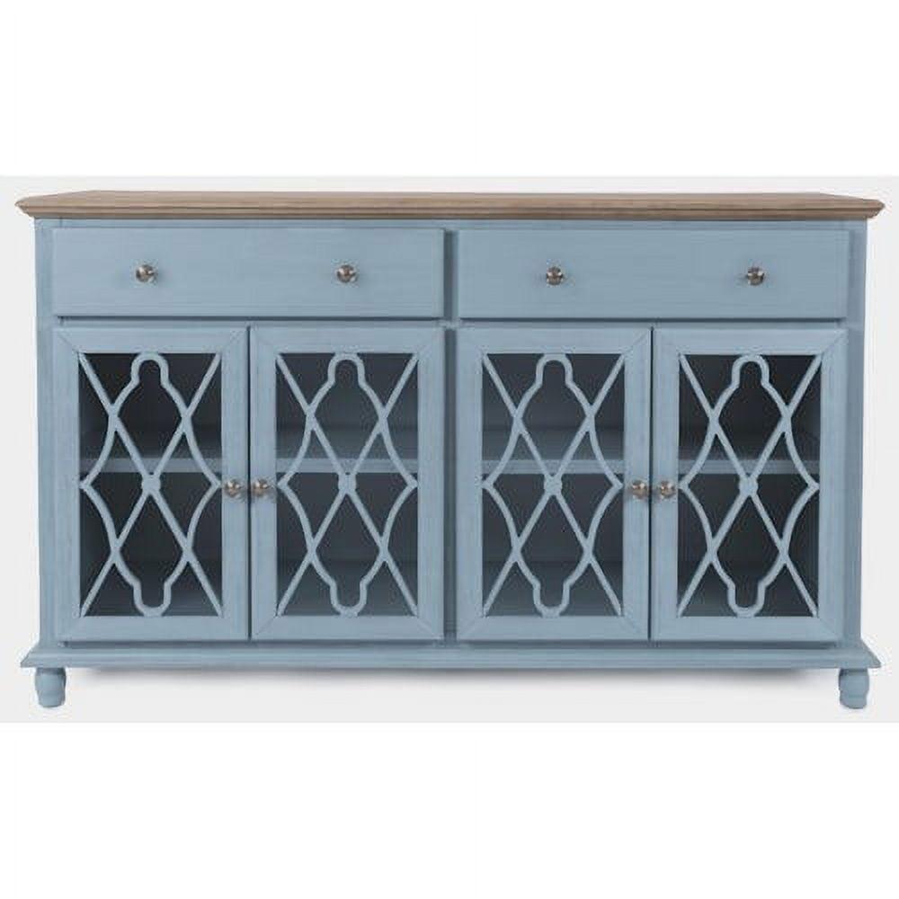 Aurora Hills Blue 58" Freestanding 4-Door Accent Chest