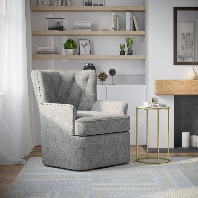 Jofran Bryson Transitional Upholstered Swivel Chair with Nailhead Trim