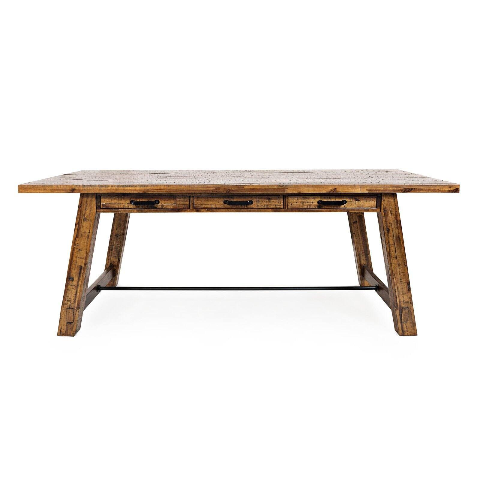 Cannon Valley Rustic 82" Brown Trestle Dining Table with Storage