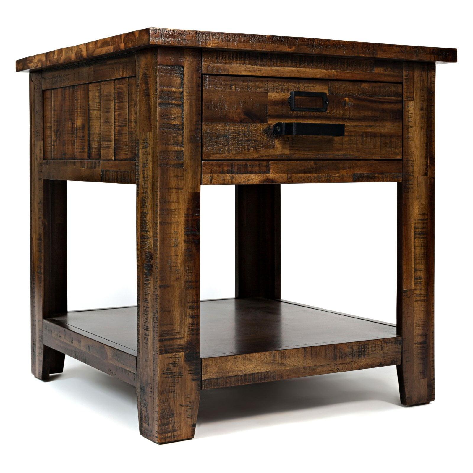 Cannon Valley Rustic Acacia Wood Square End Table with Storage