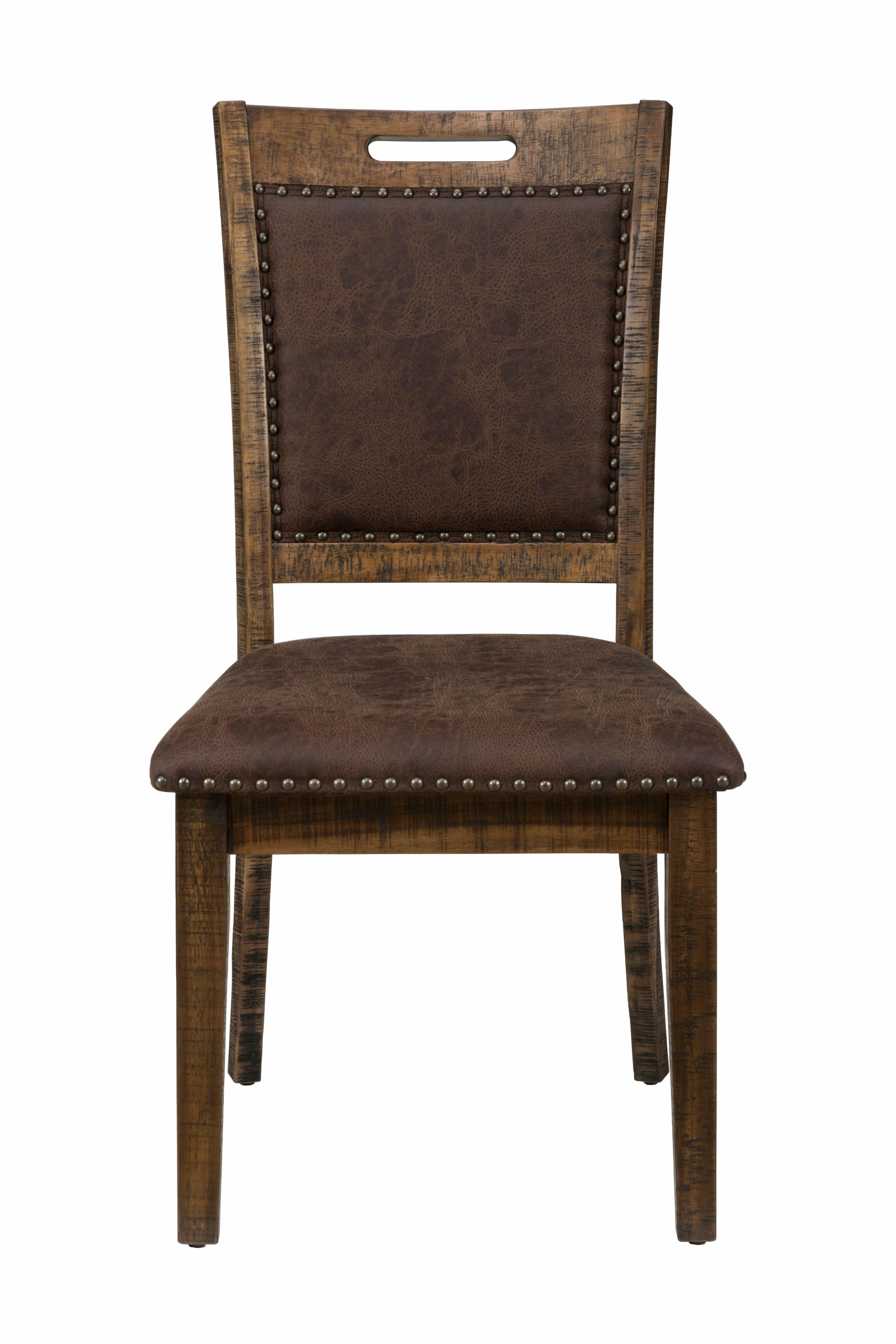 Brown Faux Leather Upholstered Rustic Side Chair