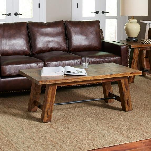 Jofran, Cannon Valley Rustic Distressed Industrial Trestle 50" Coffee Table - Gray