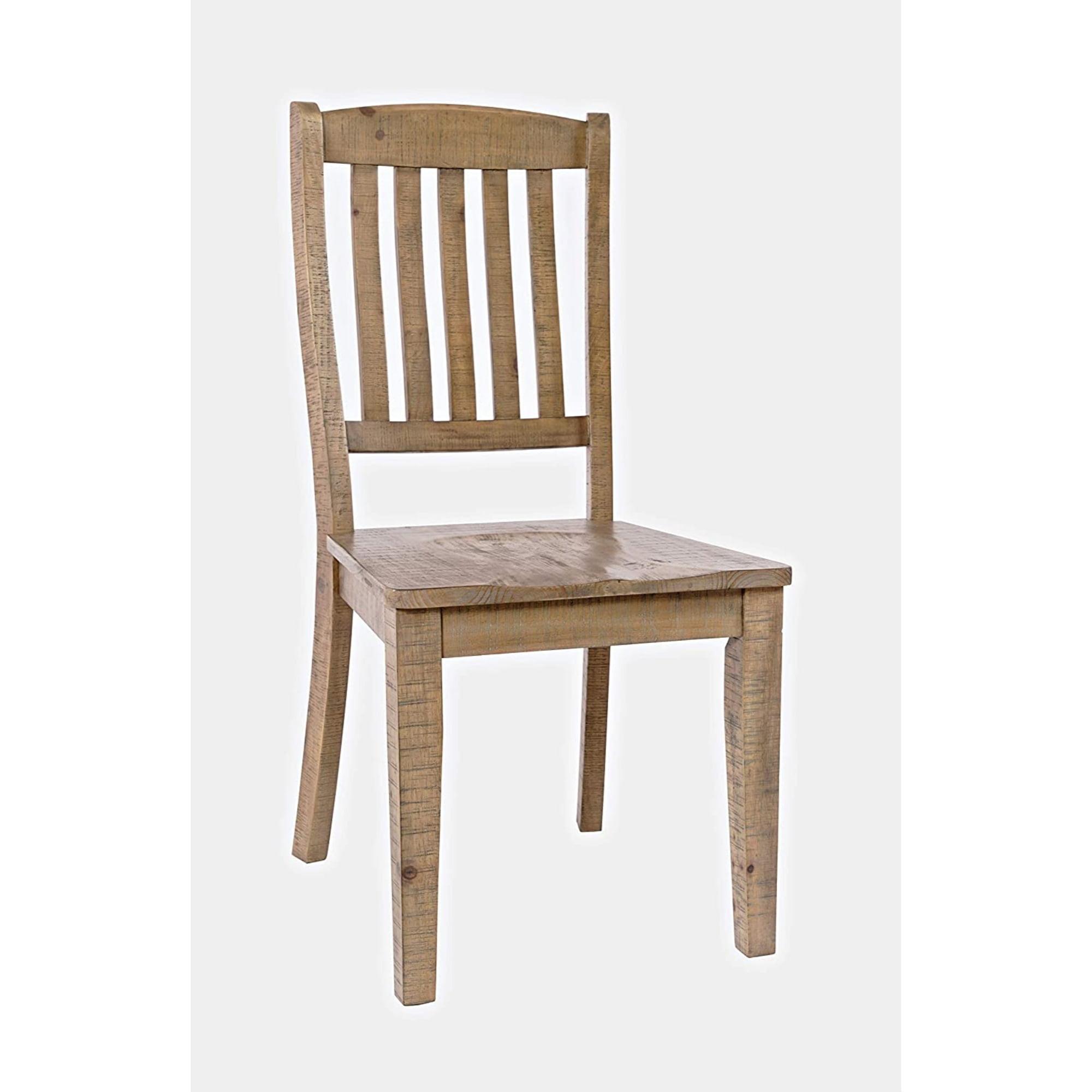 Rustic Brown Solid Pine Slat Back Side Chair