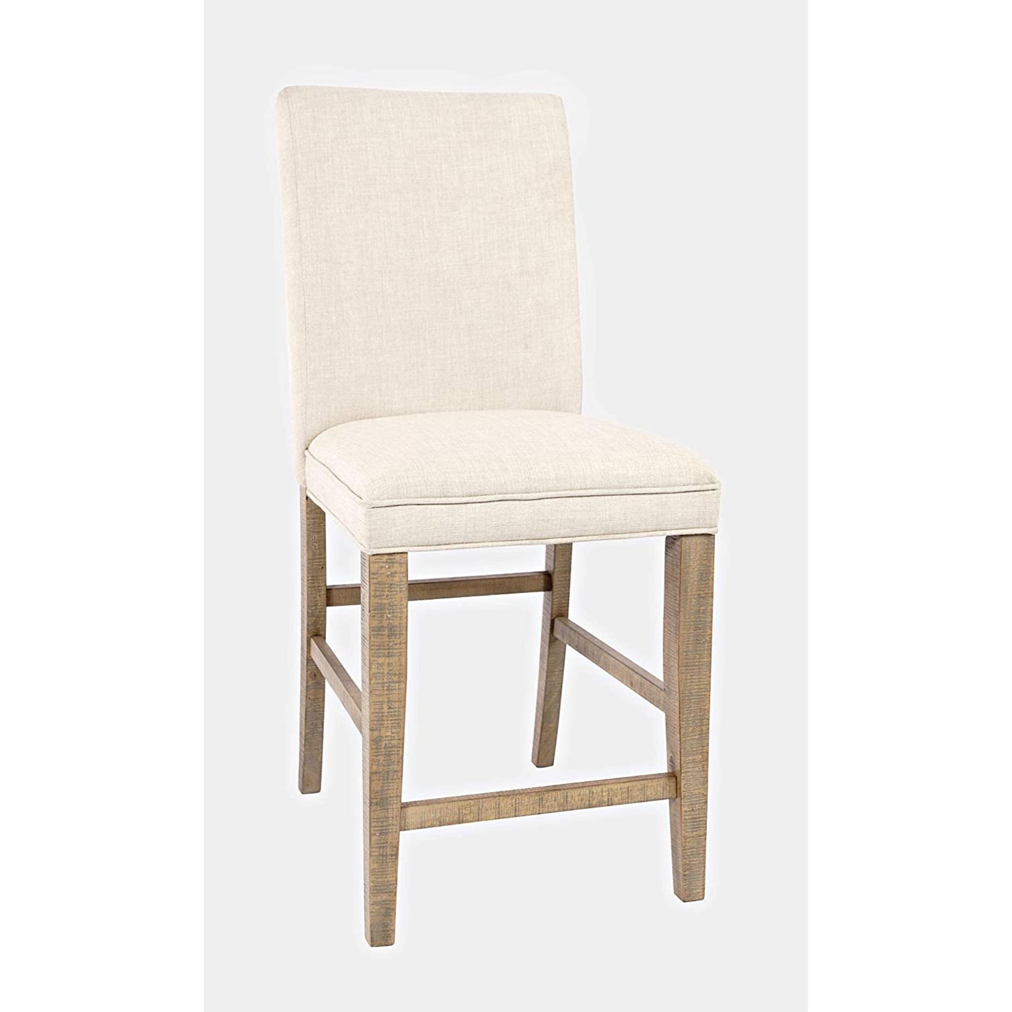 Carlyle Crossing Cream Upholstered Counter Stool in Distressed Pine