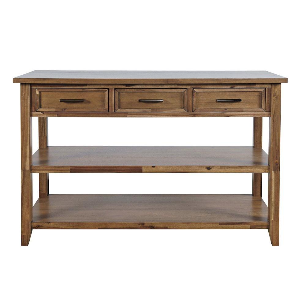 Claremont 50" Transitional Rustic Wood Sofa Console Table with Storage