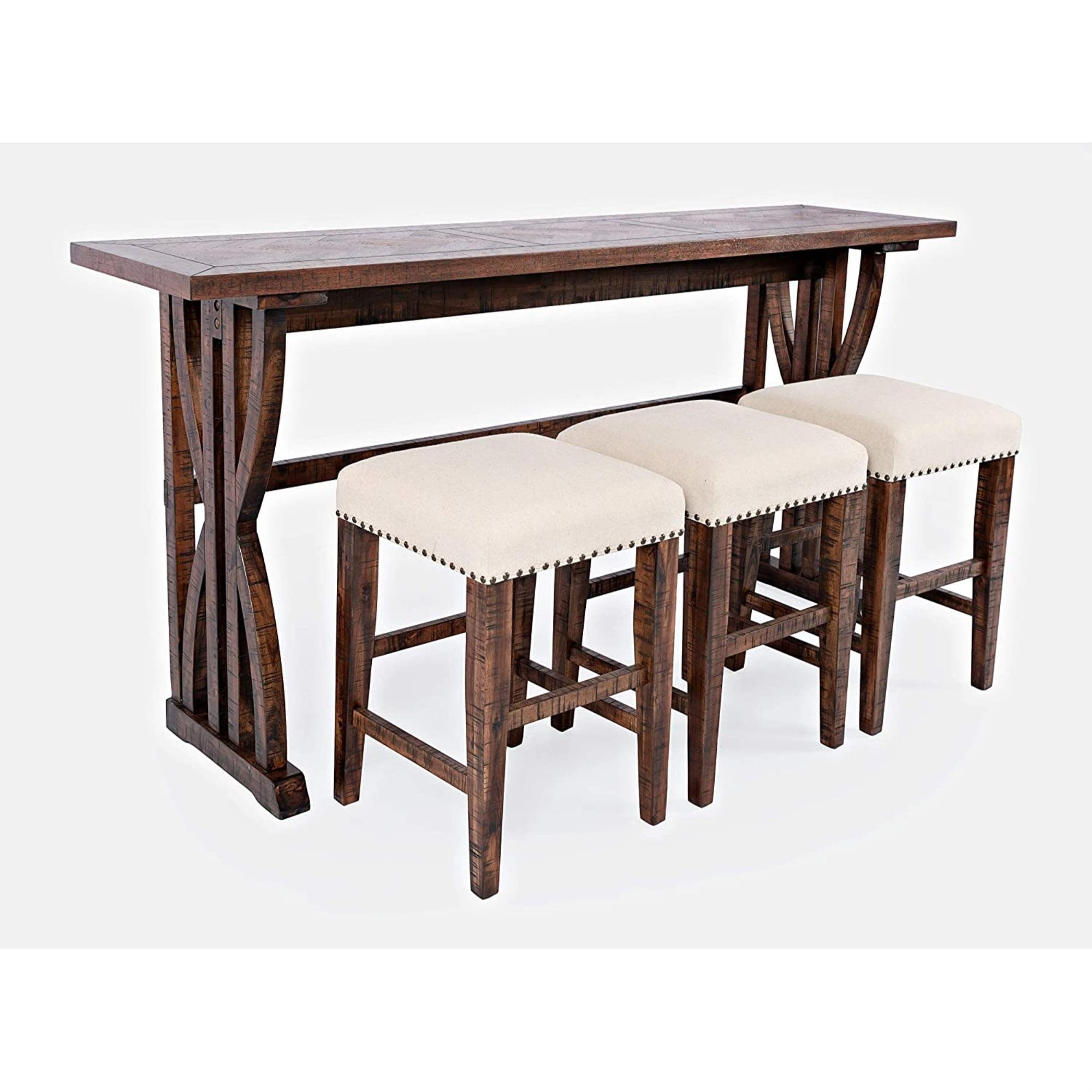 Fairview Oak 4-Piece Counter Height Dining Set with Cream Stools