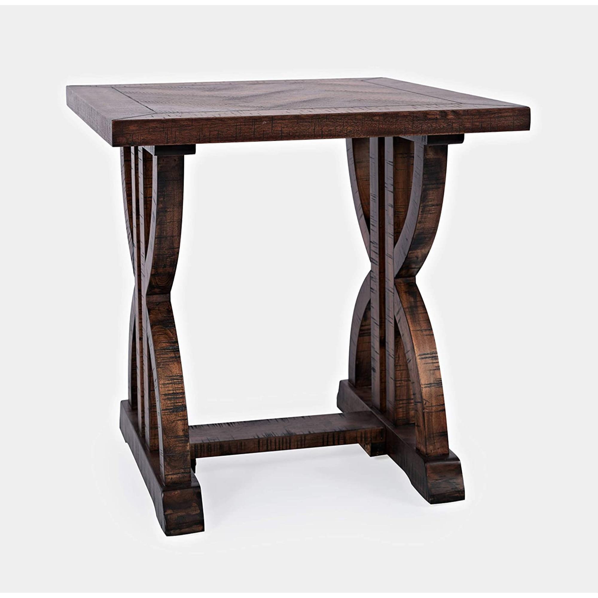 Fairview 24'' Transitional Square Herringbone Acacia End Table