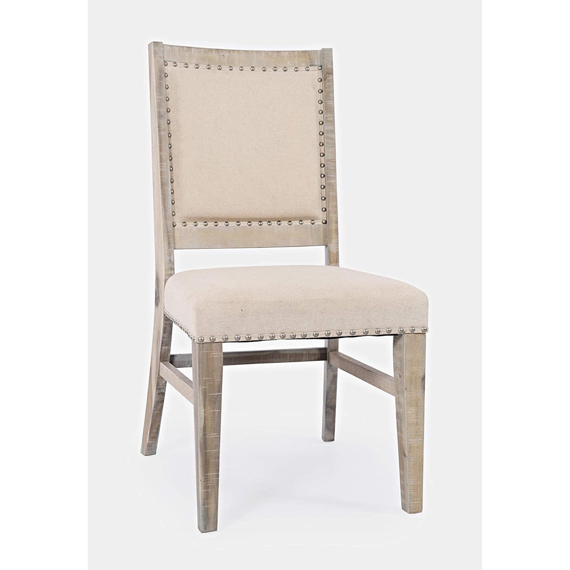 Cream Linen Upholstered Ash Wood Side Chair