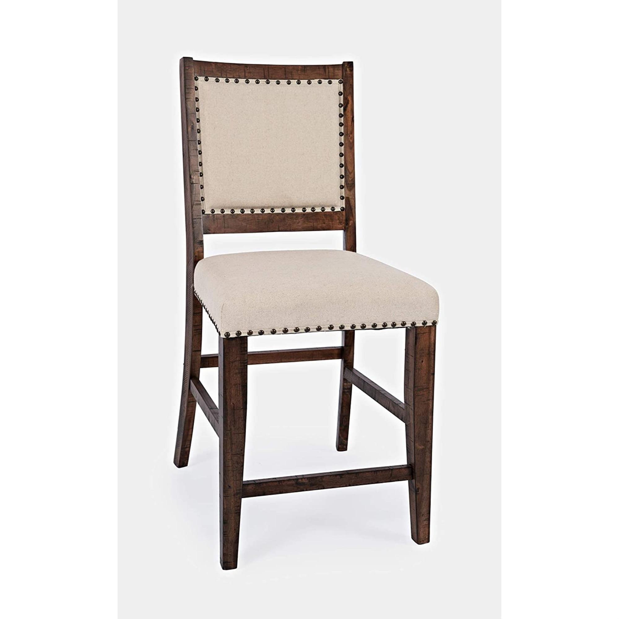 Cream Upholstered Oak Transitional Counter Stool Set