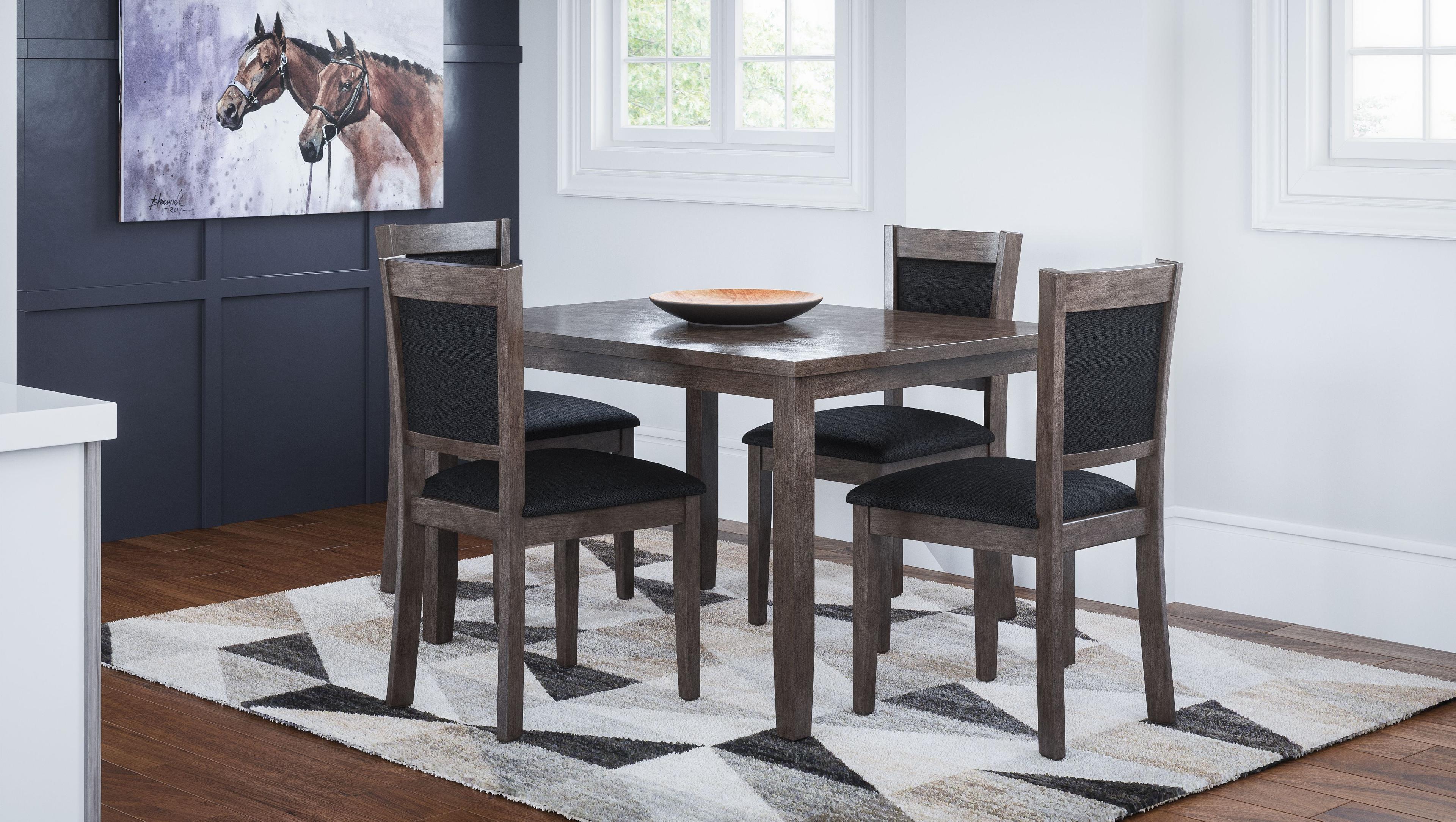 Gray Rectangular Transitional Dining Table with 4 Chairs