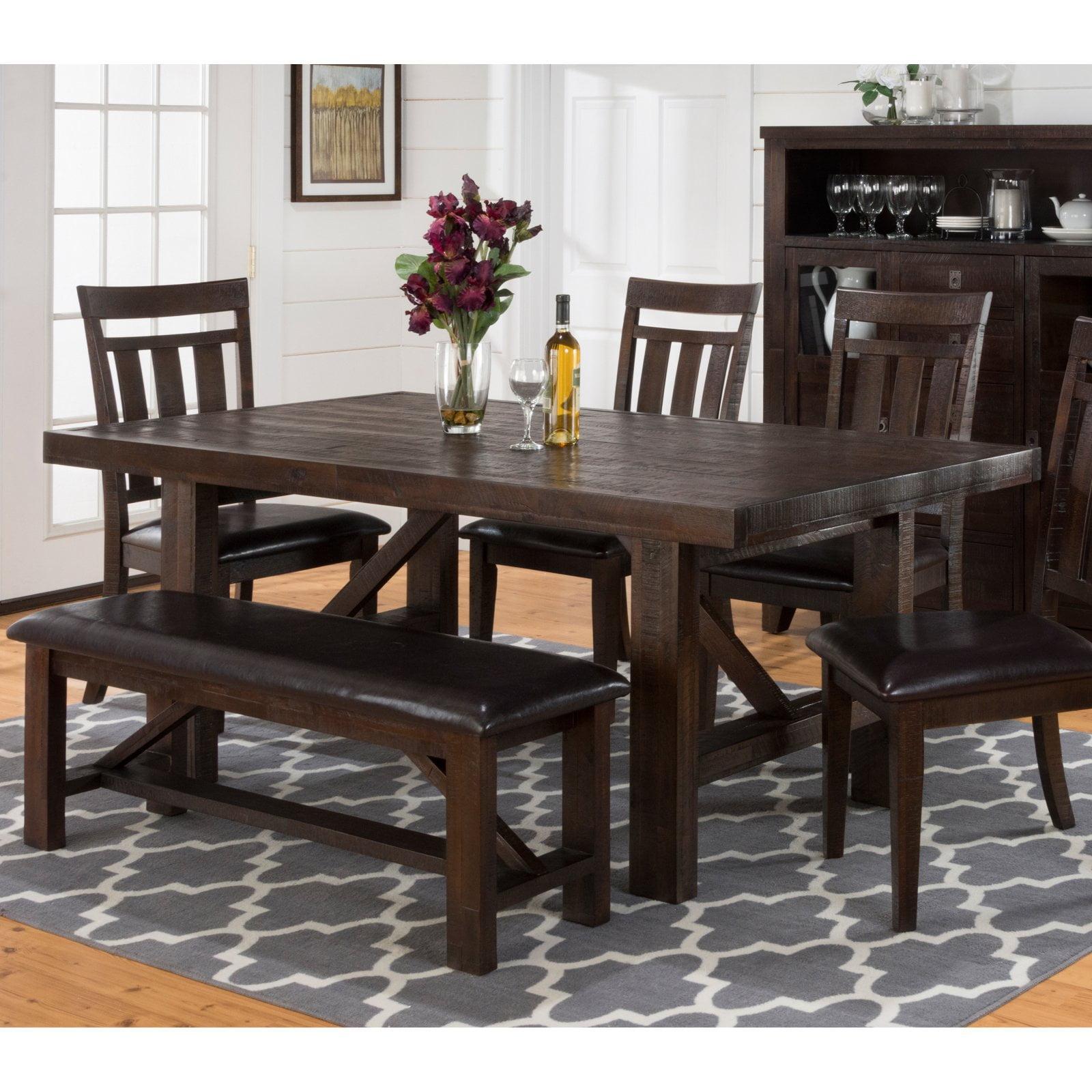 Rustic Solid Acacia 79" Dark Chocolate Trestle Dining Table