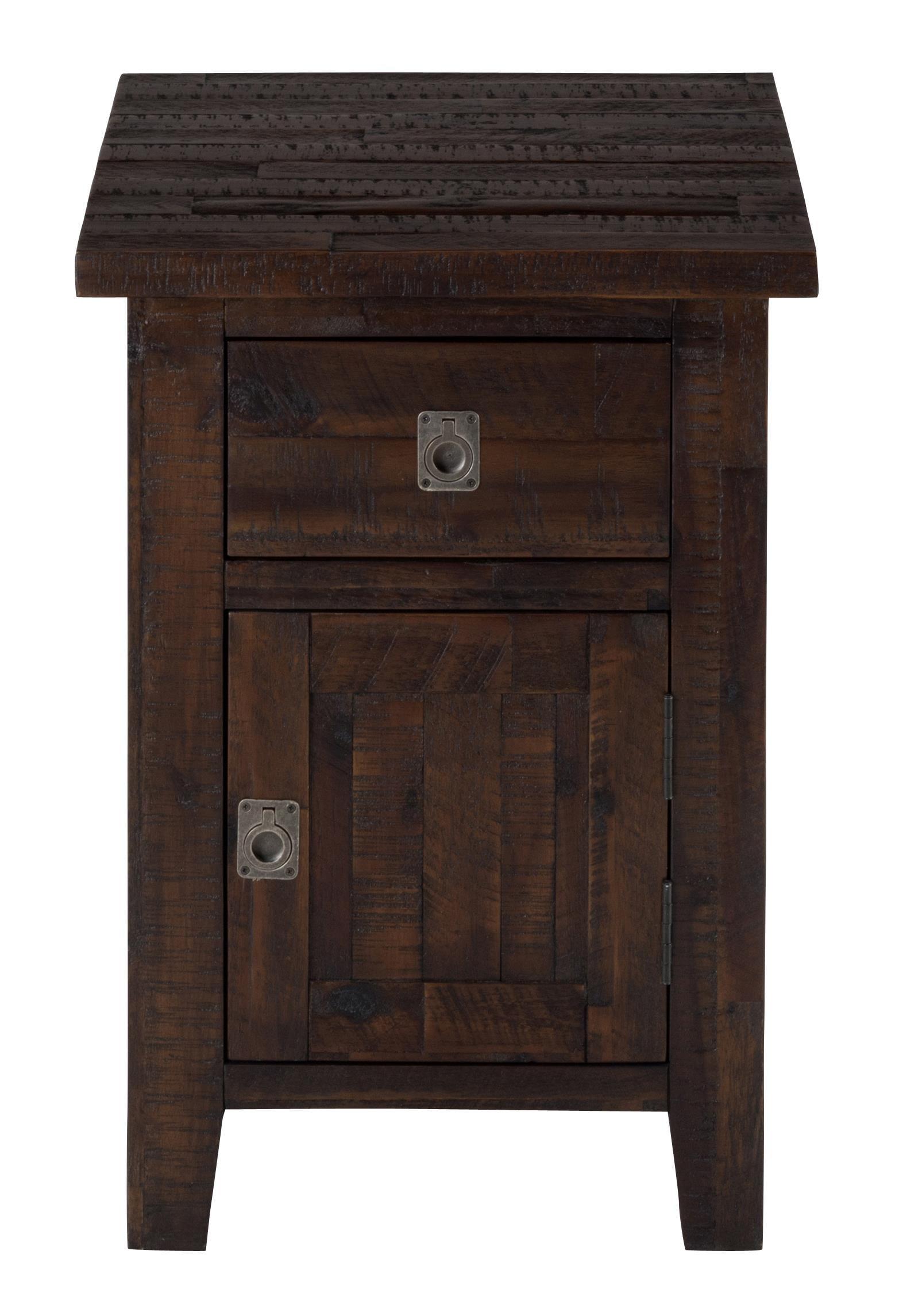 Jofran Kona Grove Distressed Rustic Solid Acacia Cabinet Chairside End Table with Storage