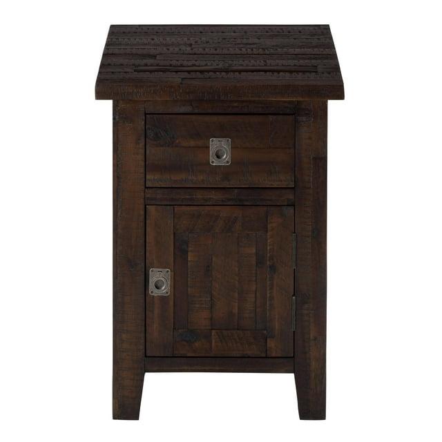 Jofran Kona Grove Distressed Rustic Solid Acacia Cabinet Chairside End Table with Storage