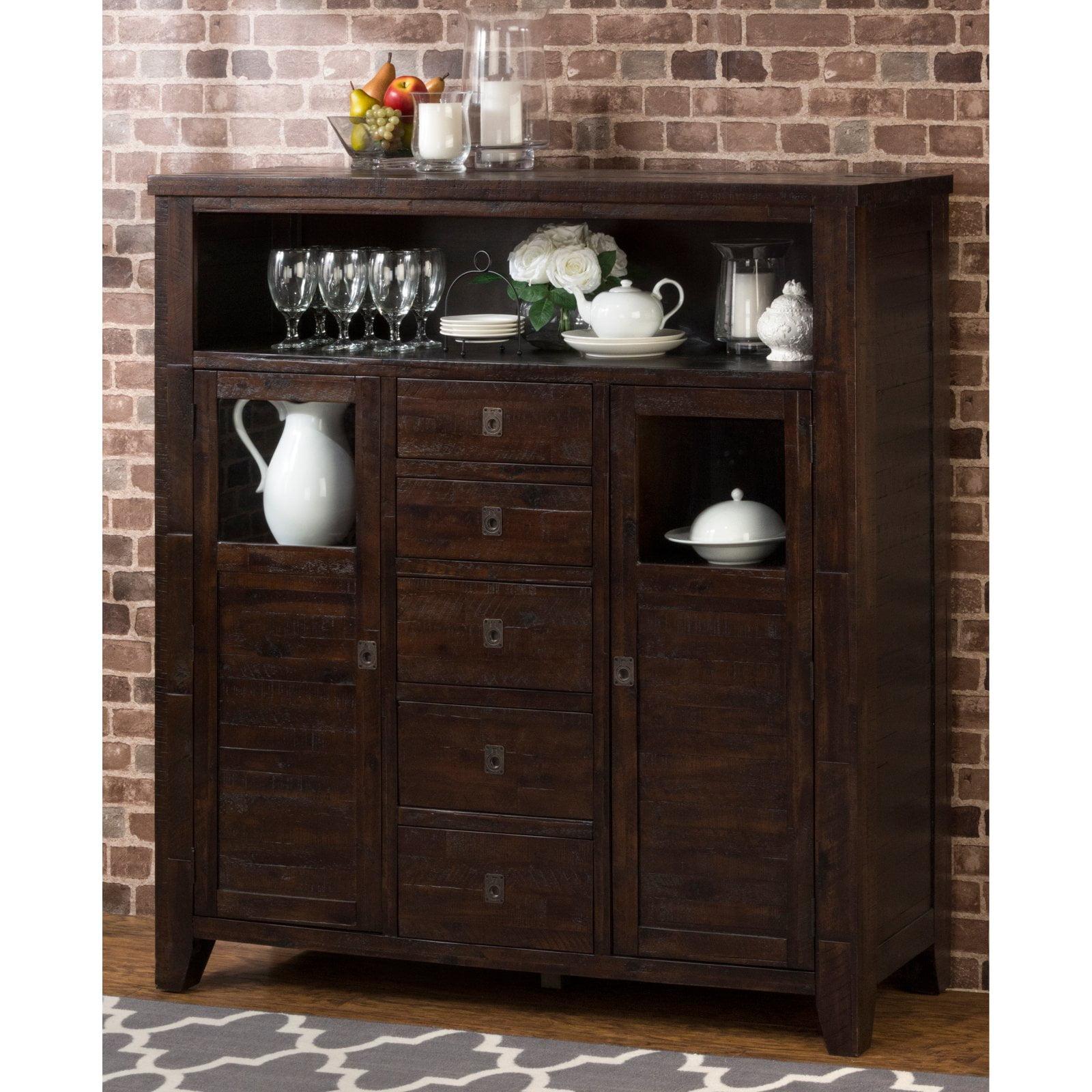 Rustic Brown Acacia Freestanding Cabinet with Adjustable Shelving