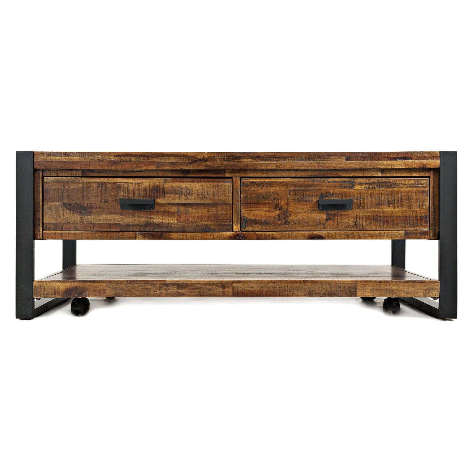 Industrial Loftworks 48" Brown Wood & Metal Coffee Table with Storage