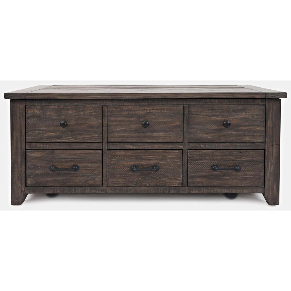 Rustic Brown Rectangular Wood Lift-Top Coffee Table with Storage