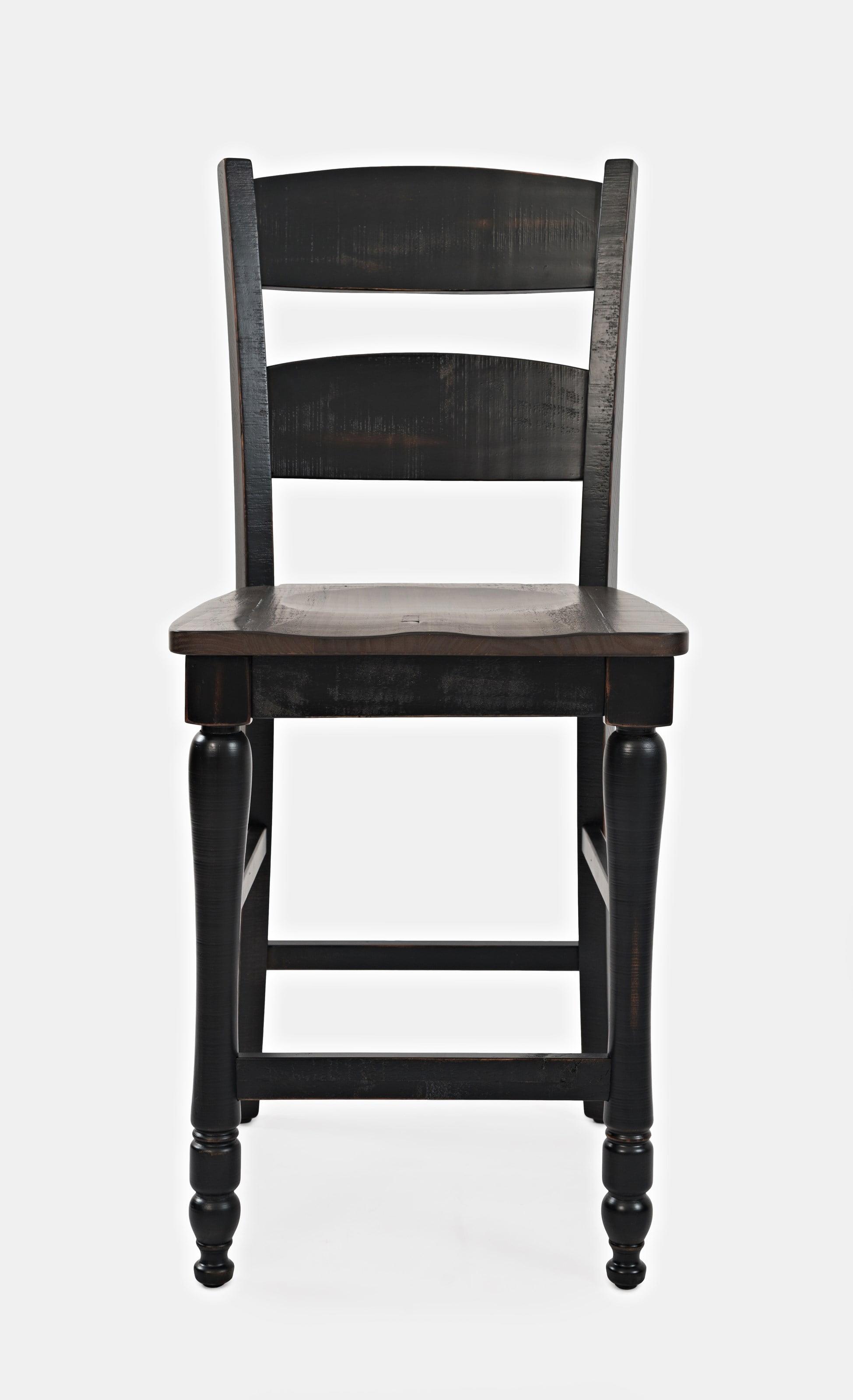 Black Reclaimed Pine Ladderback Counter Stool Set