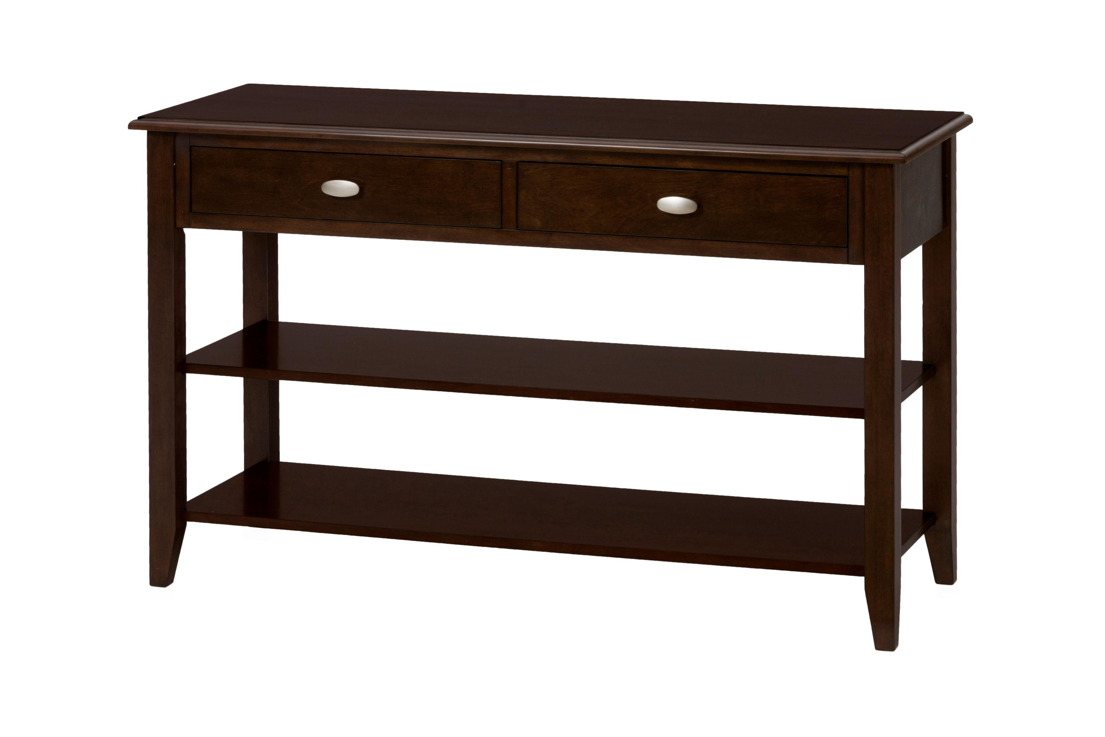 Classic Merlot Birch Rectangular Sofa Table with Storage