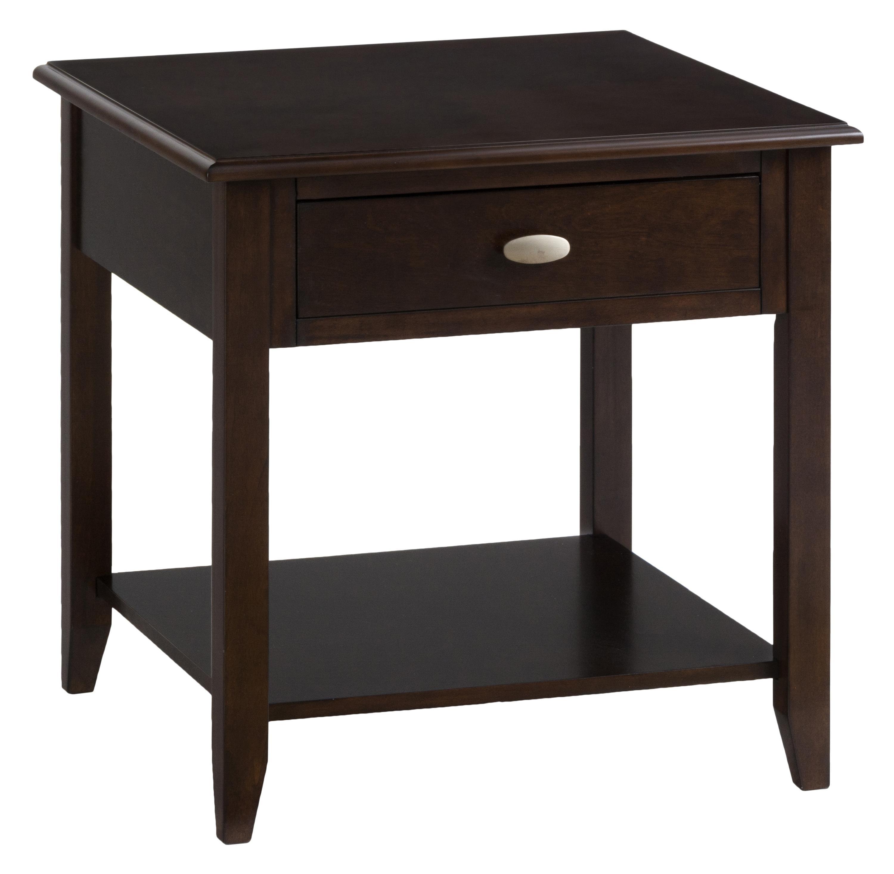 Traditional Brown Wood Rectangular End Table with Storage