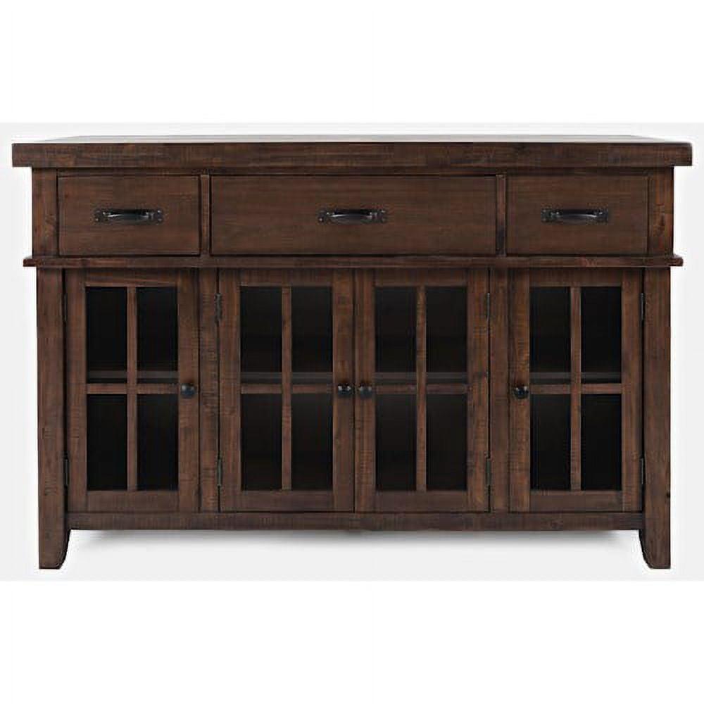 Mission Viejo Distressed Acacia 3-Drawer Server with Glass Doors
