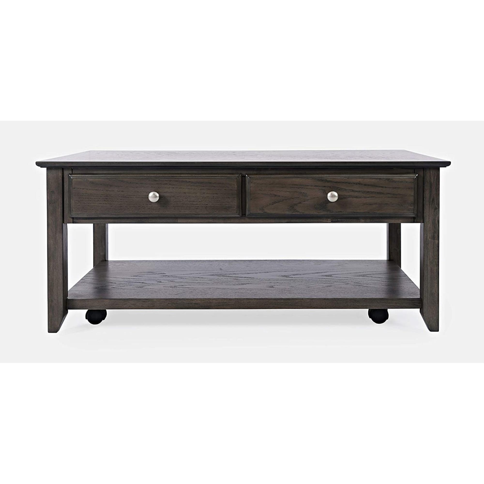 Gray-Brown Transitional Wood Coffee Table with Storage