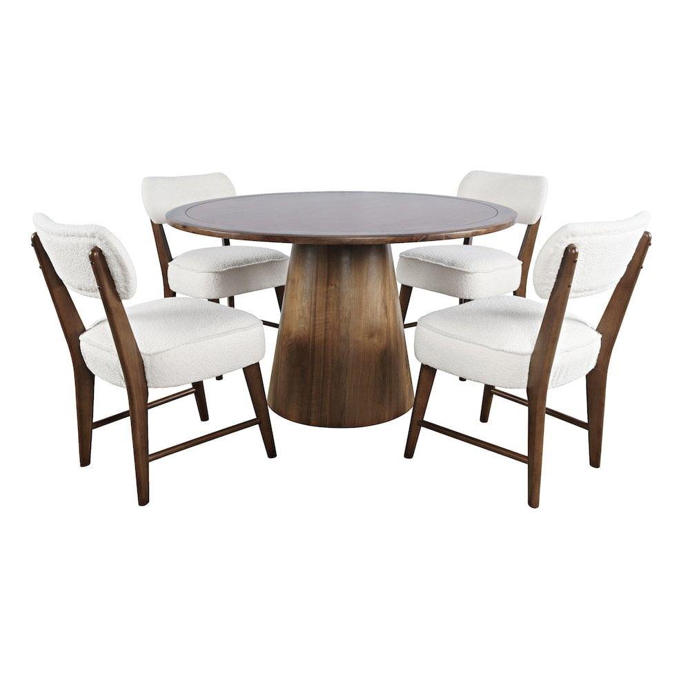 Traiden Mid-century Modern Pedestal 5 Piece Dining Set - Black