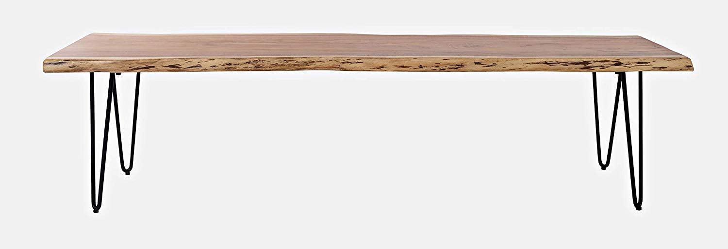 Nature's Edge 70" Brown Acacia Bench with Hairpin Legs