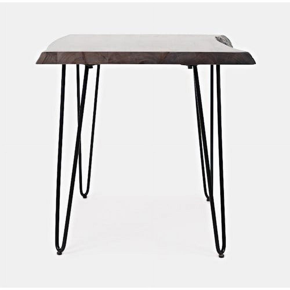 Slate Gray & Brown Acacia Wood Square End Table with Hairpin Legs