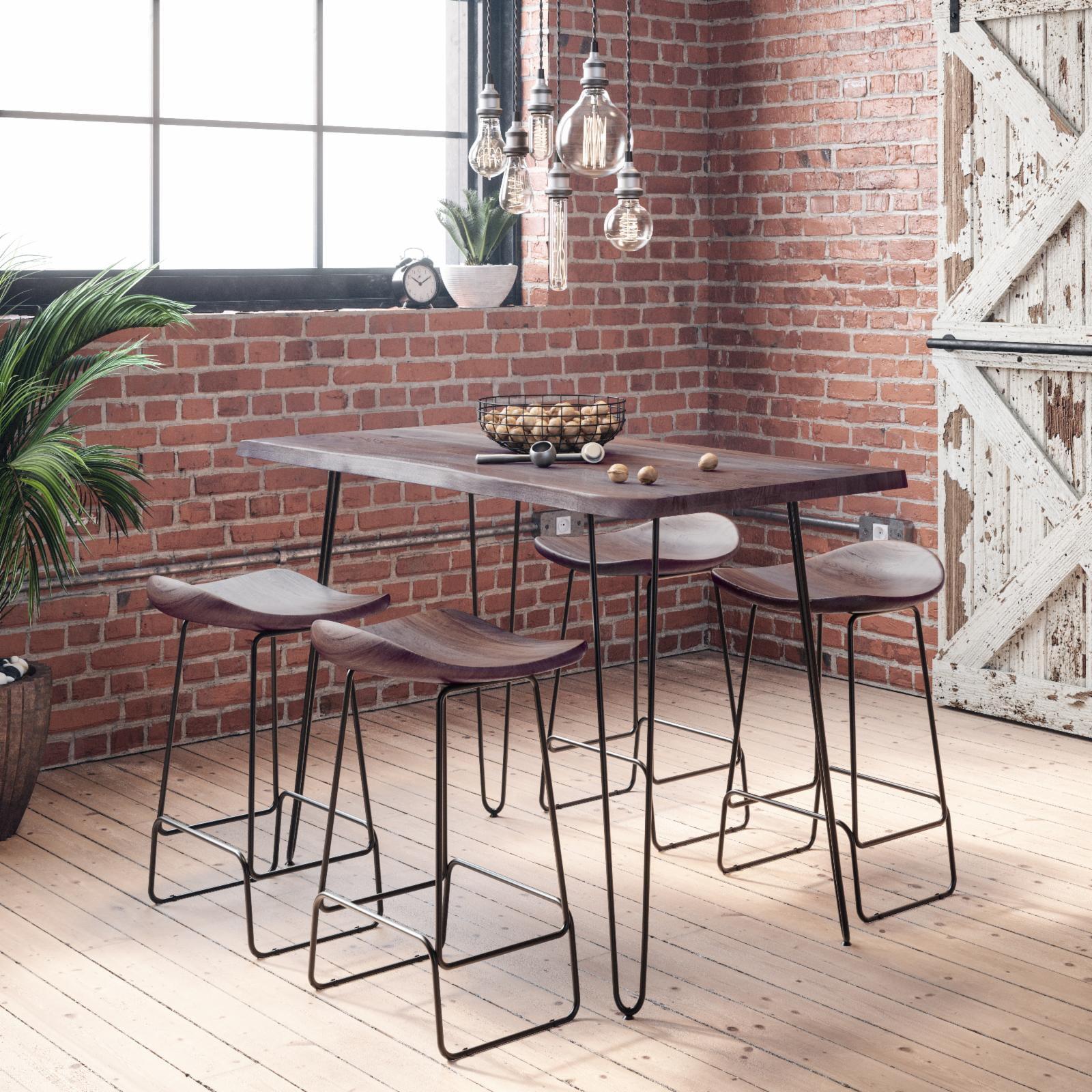 Nature's Edge Solid Acacia Counter Height Dining Set with Hairpin Legs